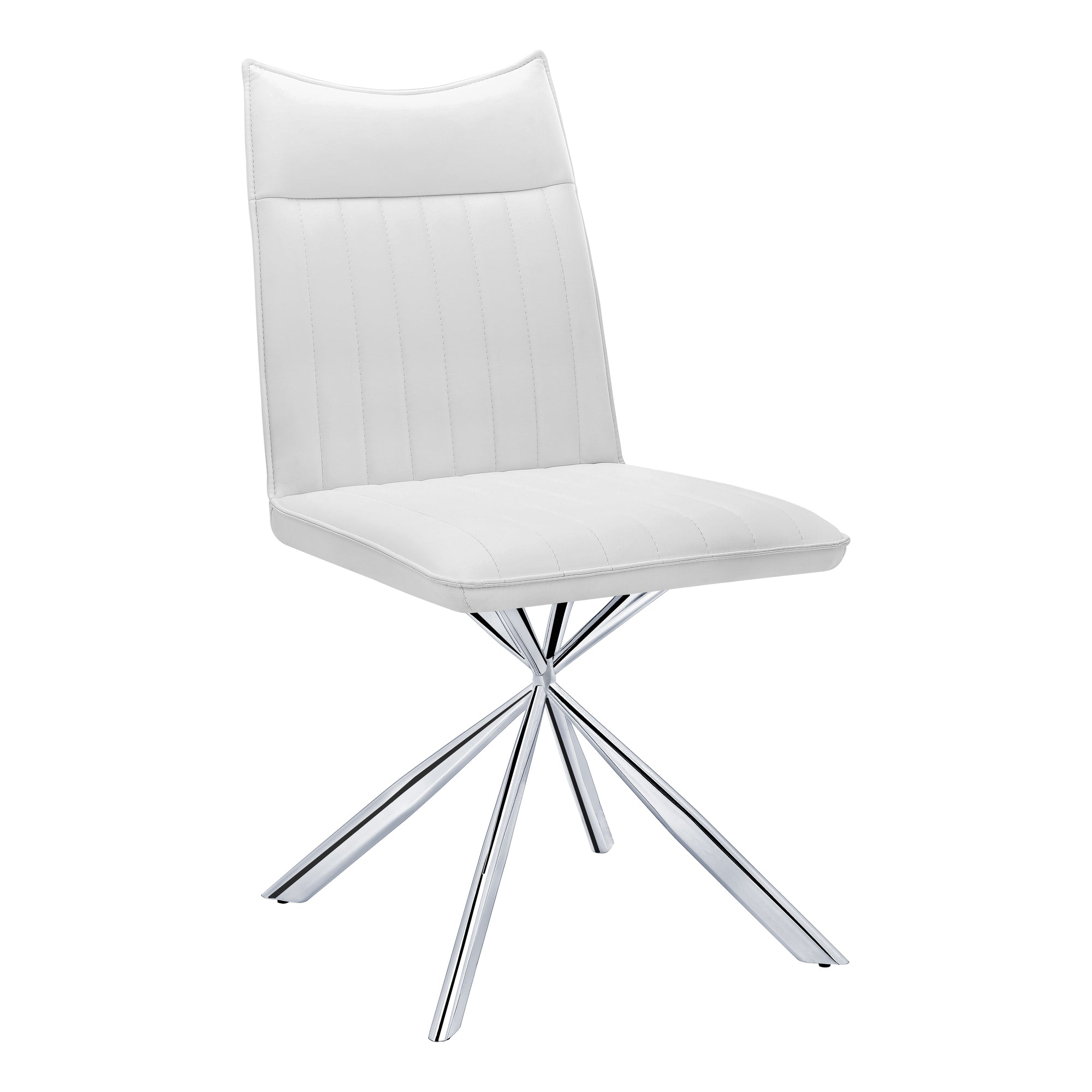Dining Chair - 2Pcs / 36H / White Leather-Look / Chrome