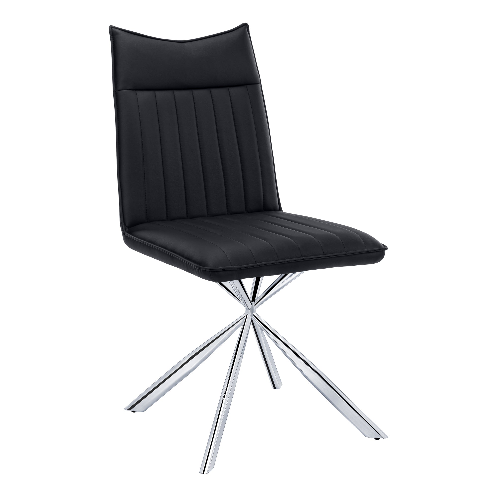 Dining Chair - 2Pcs / 36H / Black Leather-Look / Chrome