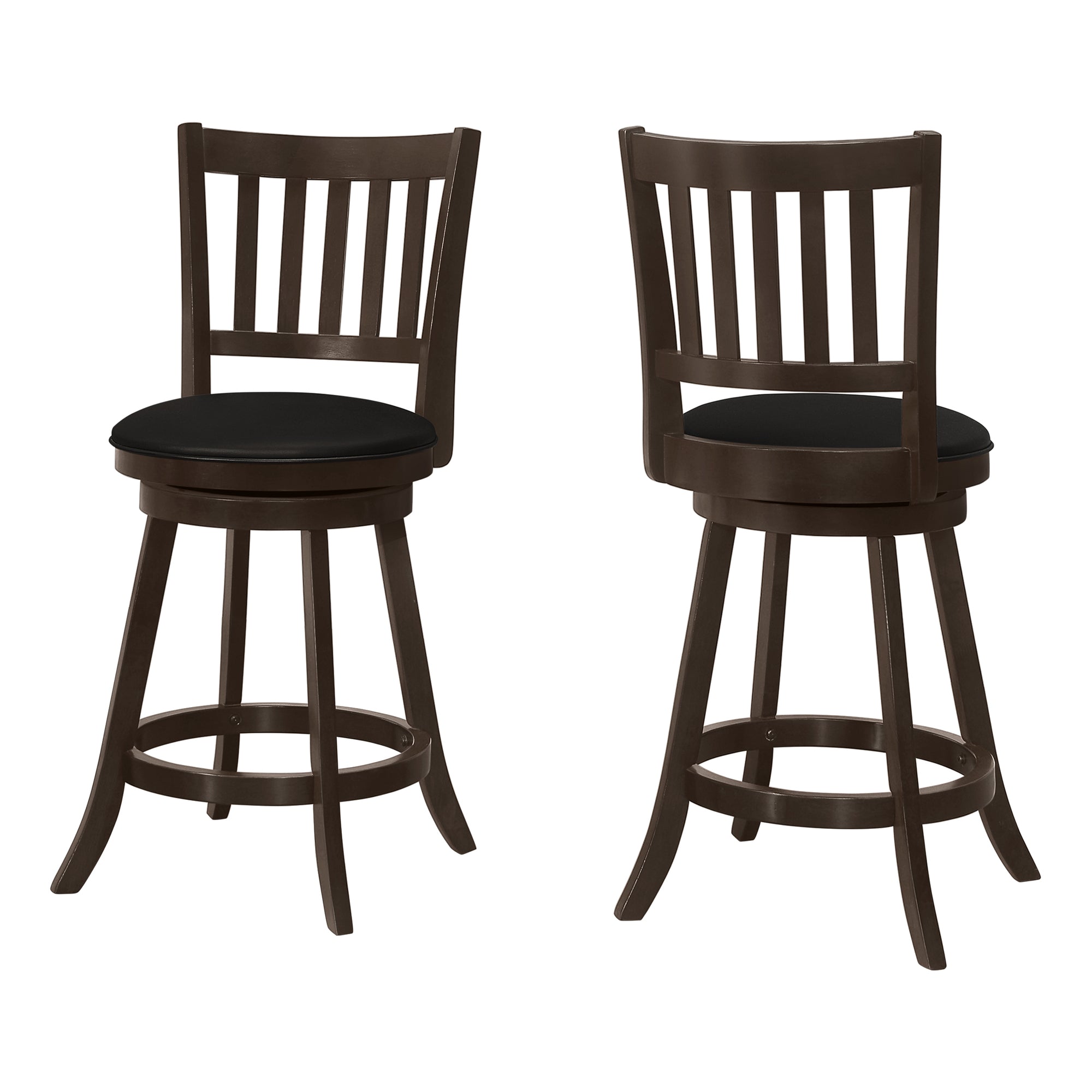 Barstool - 2Pcs / 39H / Espresso / Swivel Counter Height