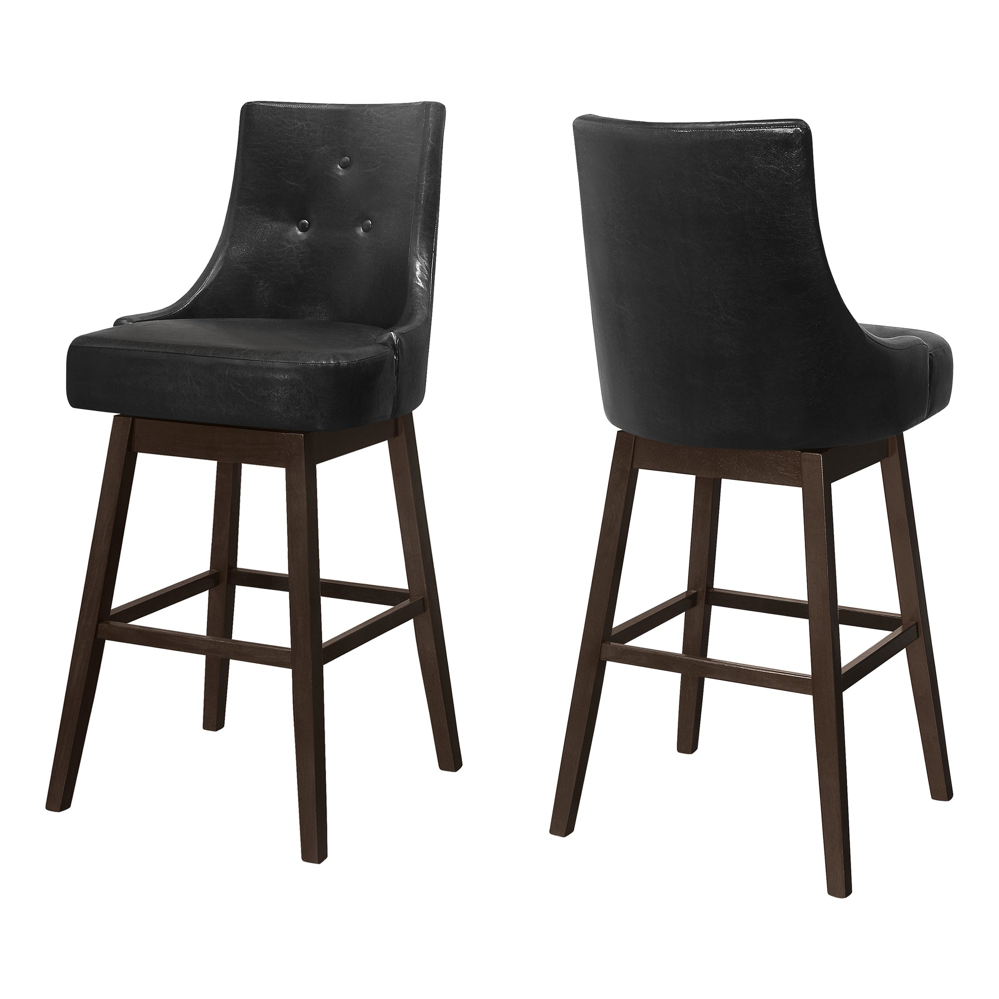 Barstool - 2Pcs / 46H / Black Leather-Look / Swivel