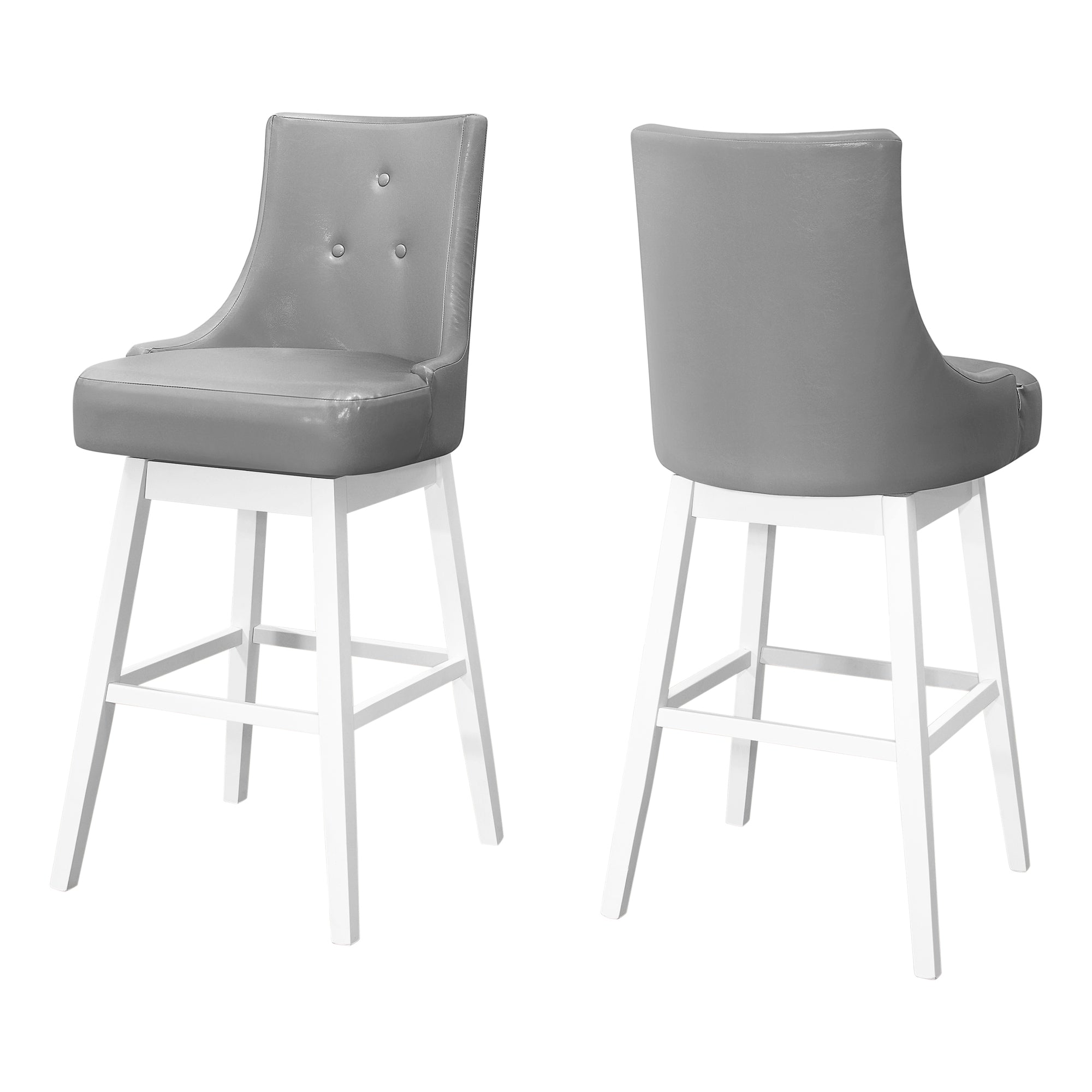 Barstool - 2Pcs / 46H / Grey Leather-Look / Swivel