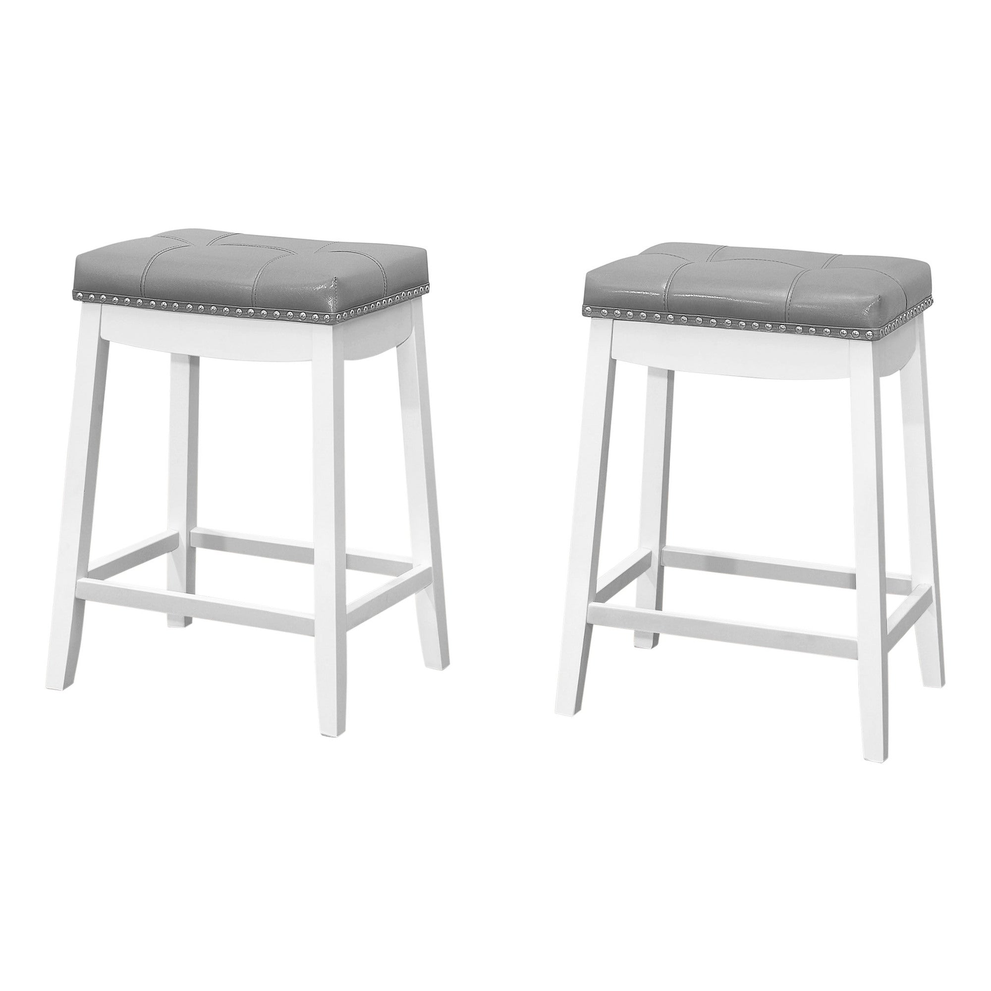 Barstool - 2Pcs / 24H / Grey Leather-Look / White