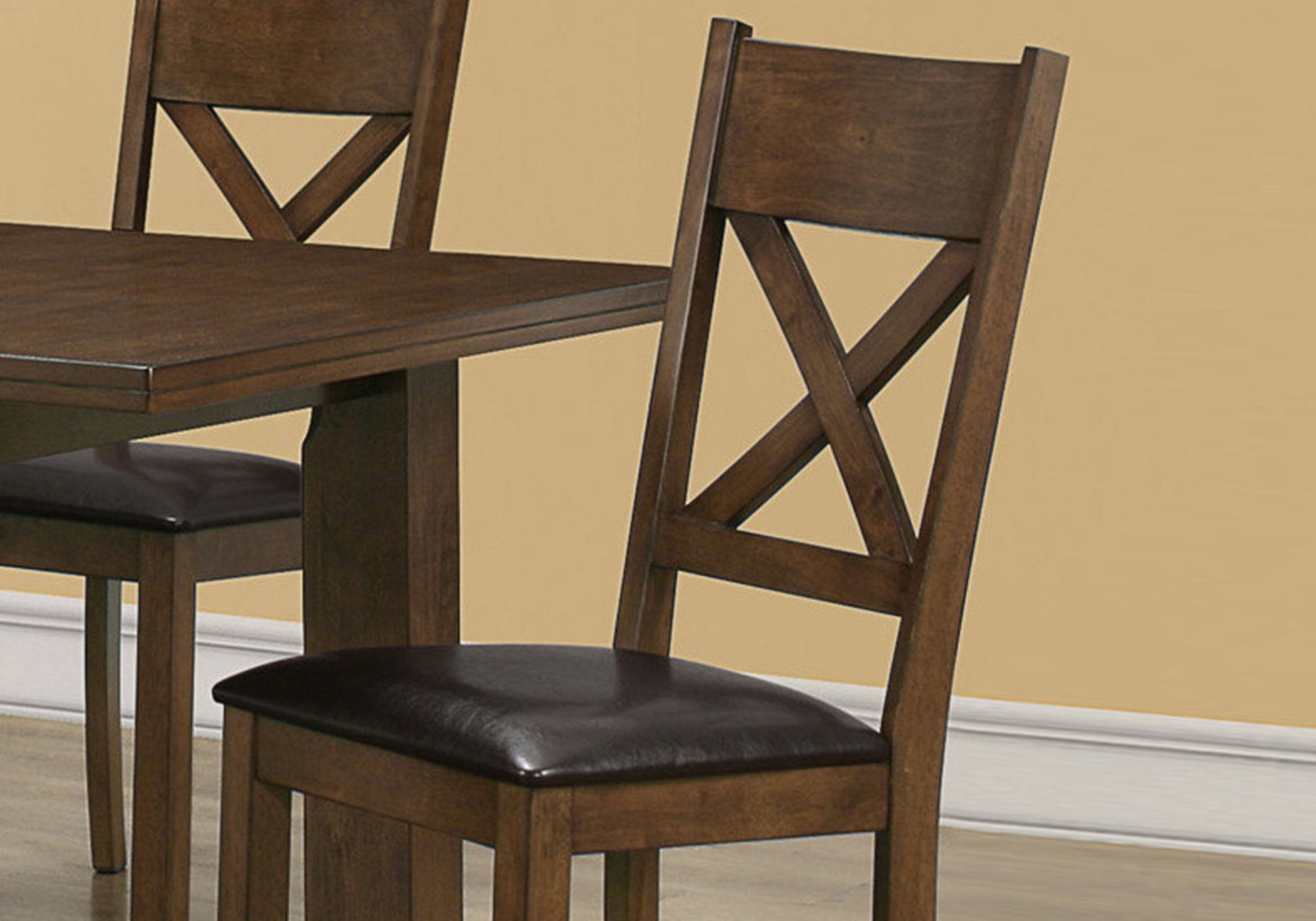 Dining Chair - 2Pcs / 40H / Walnut / Brown Seat