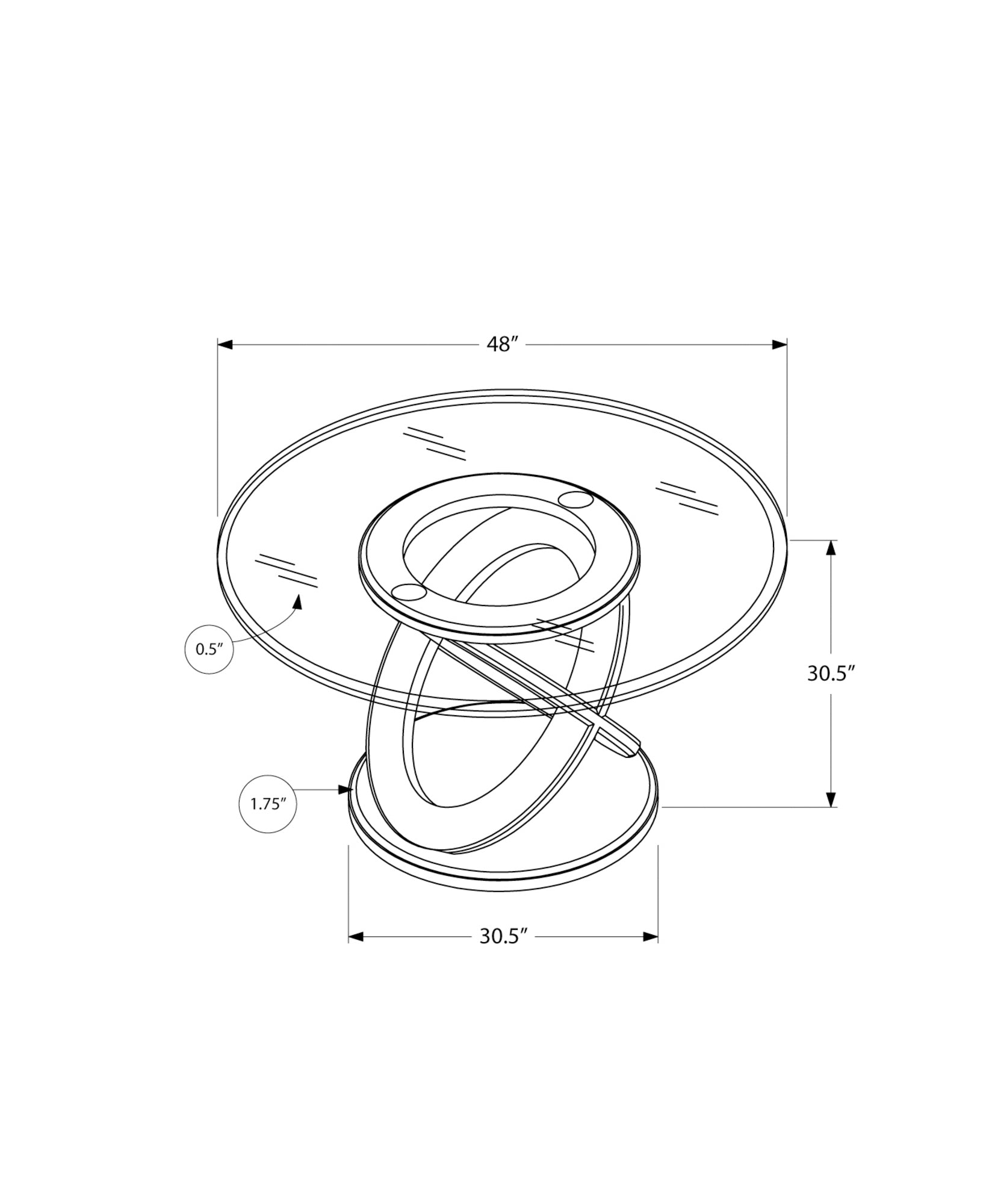 Dining Table - 48Dia / Espresso With Tempered Glass