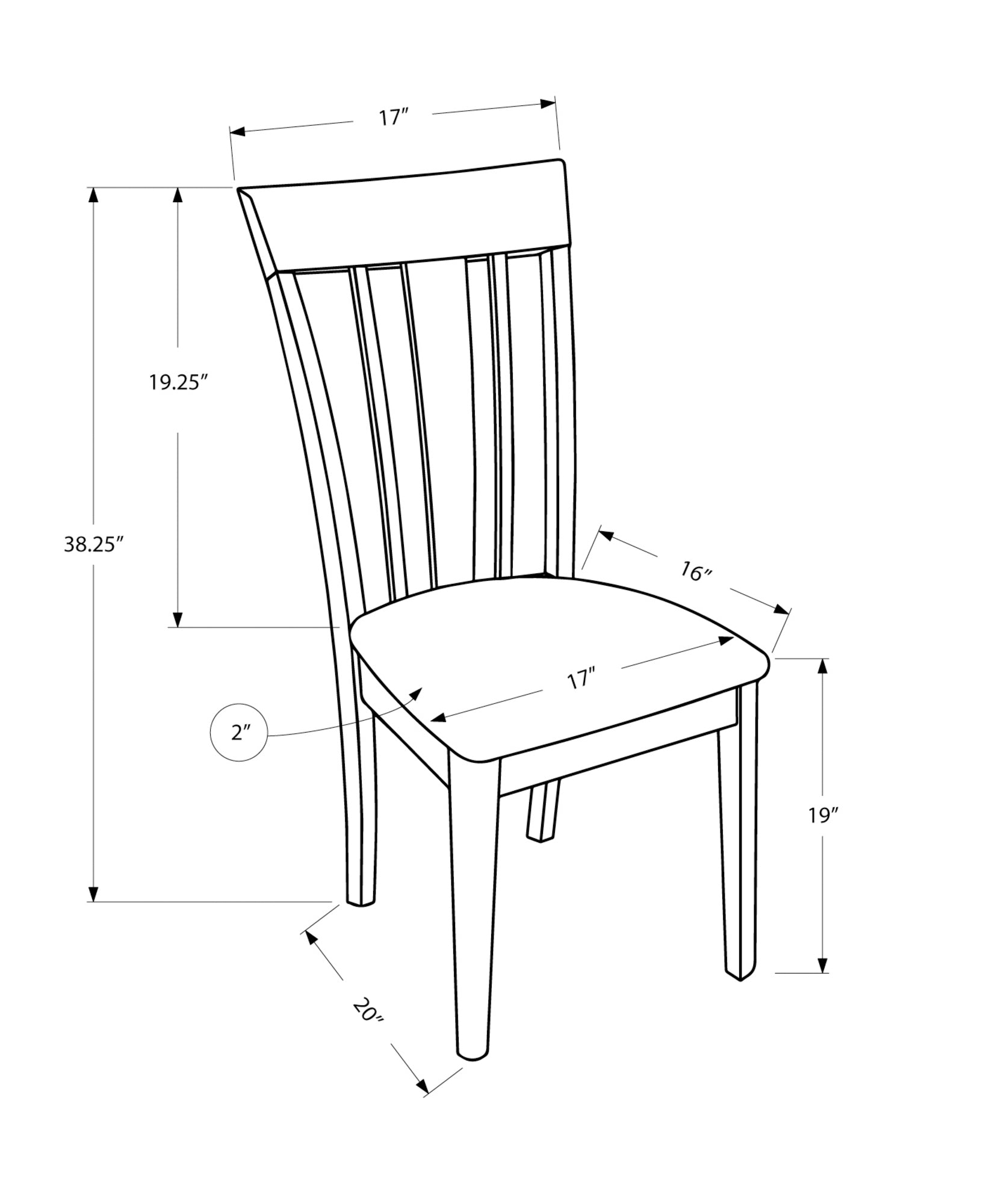 Dining Chair - 2Pcs / 38H / Espresso With Microfiber