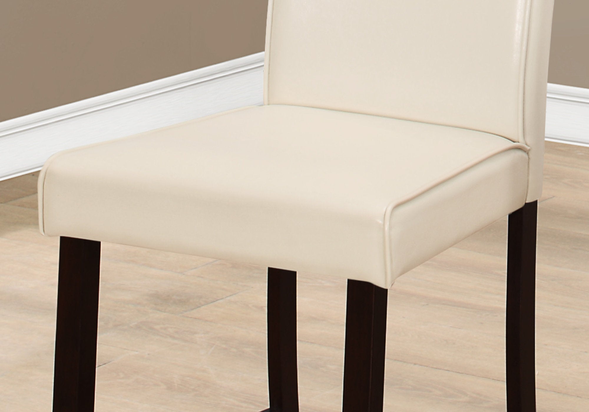 Dining Chair - 2Pcs / Ivory Leather-Look Counter Height