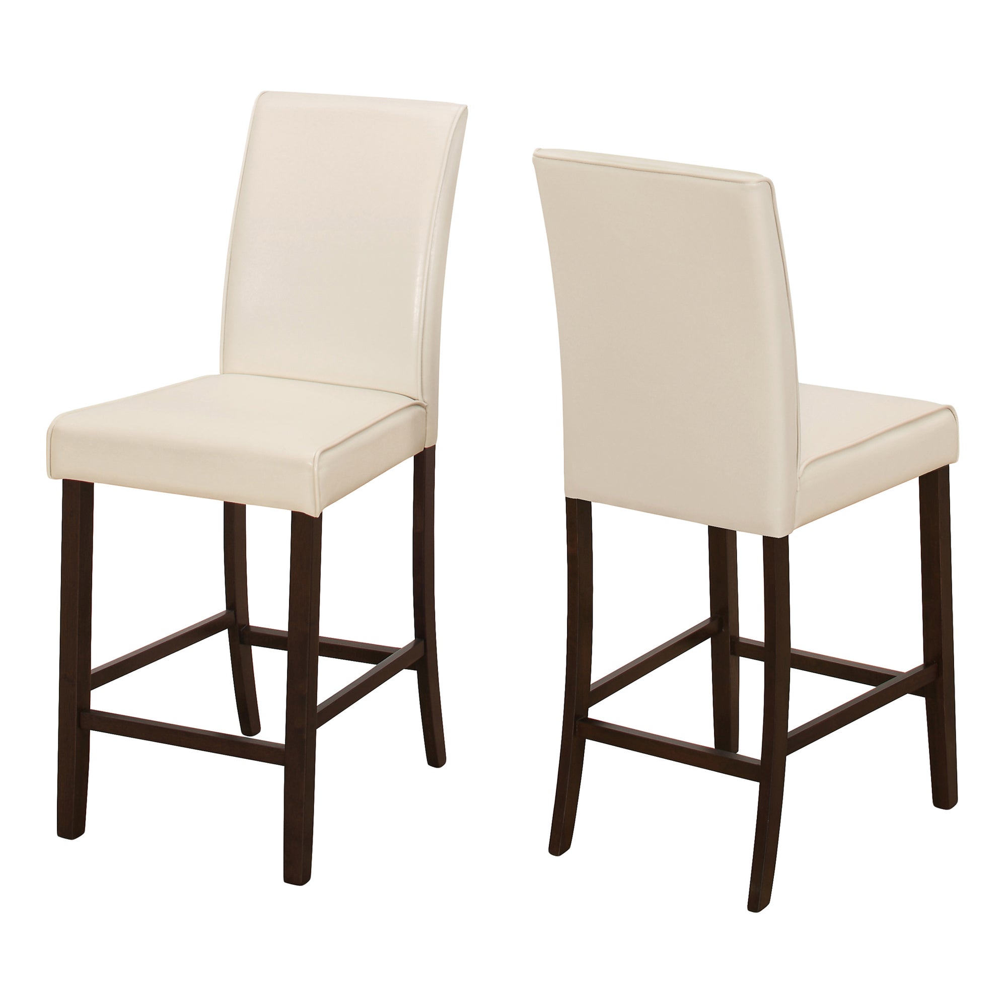Dining Chair - 2Pcs / Ivory Leather-Look Counter Height