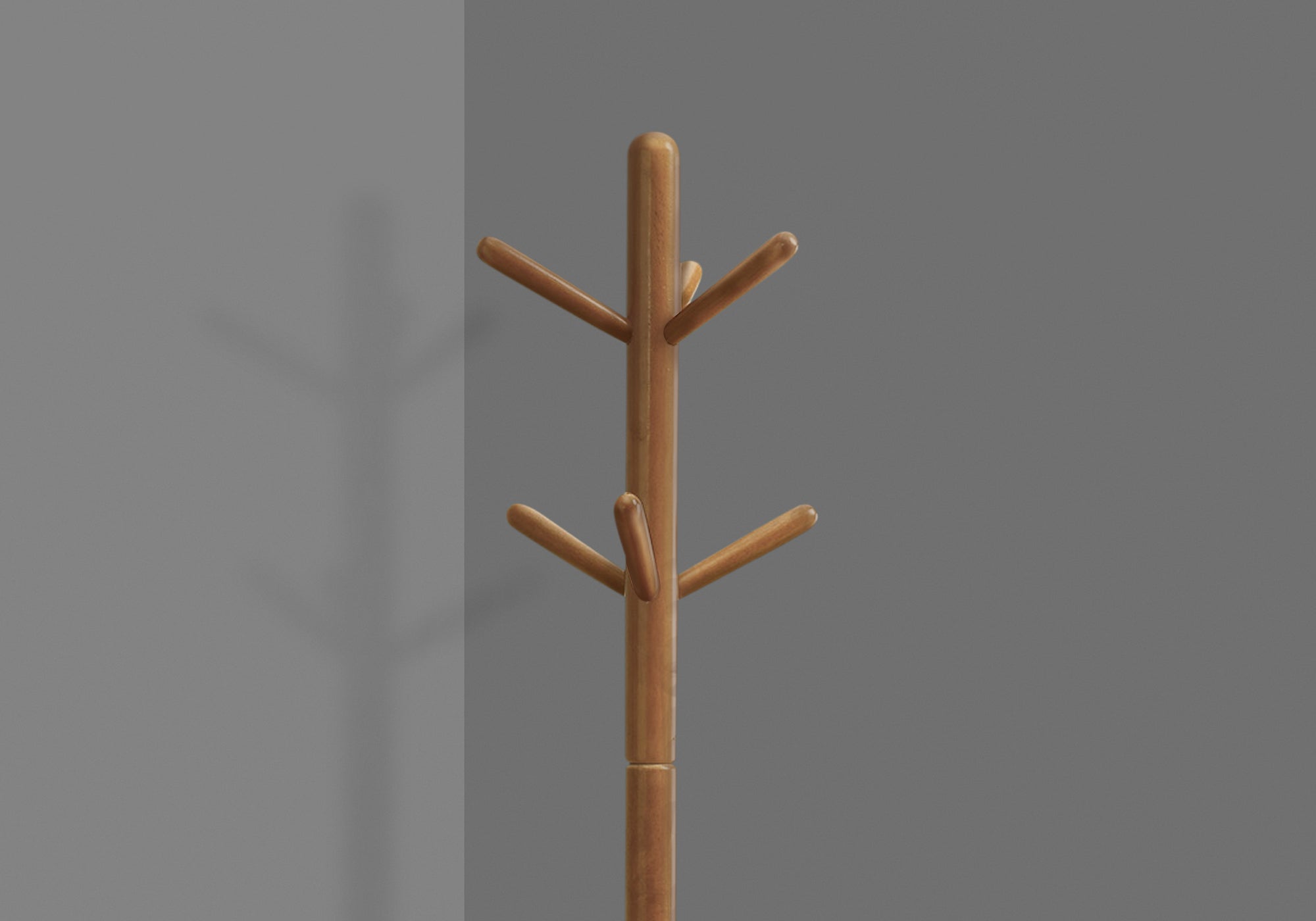 Coat Rack - 69H / Oak Wood Contemporary Style