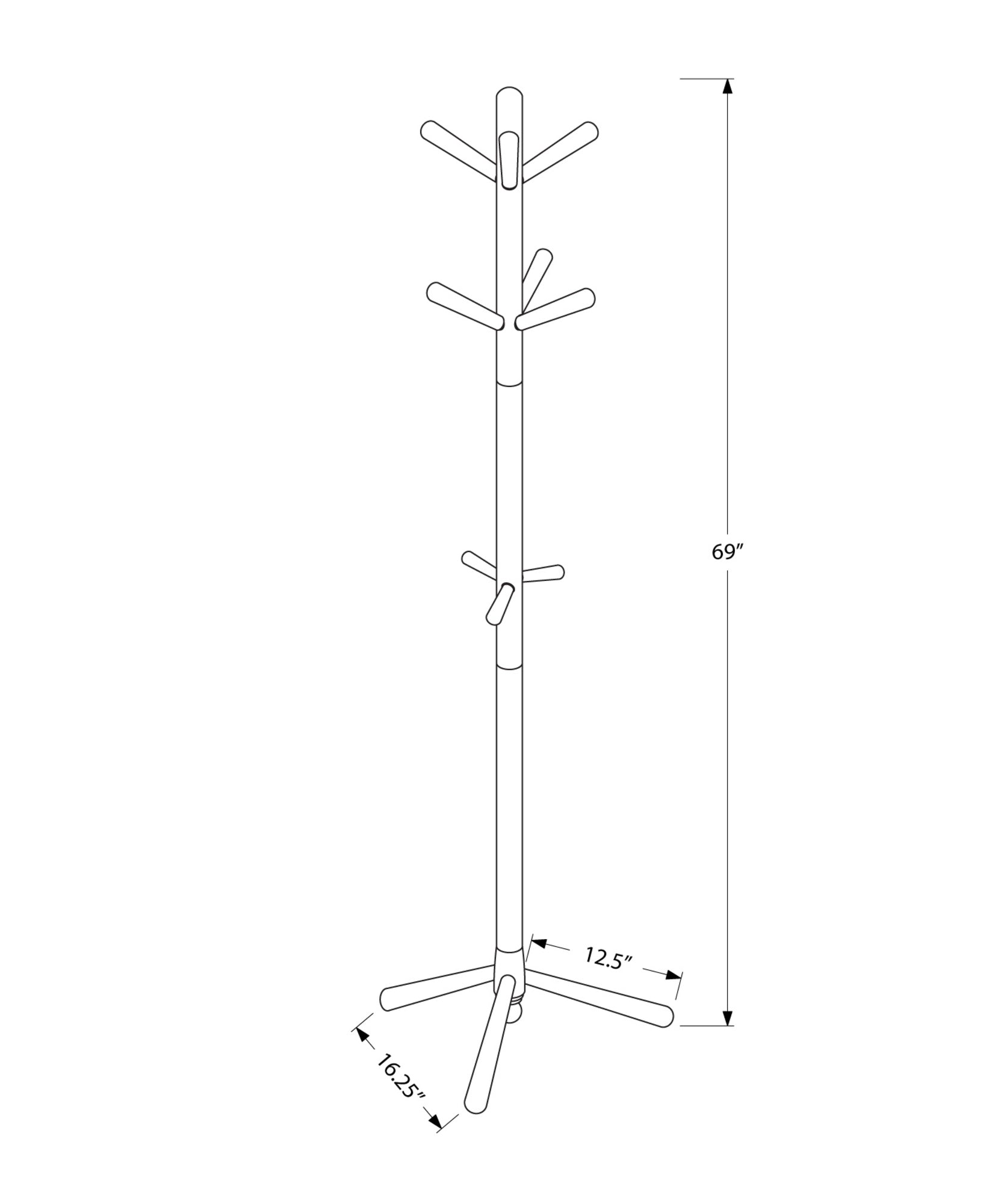 Coat Rack - 69H / Oak Wood Contemporary Style