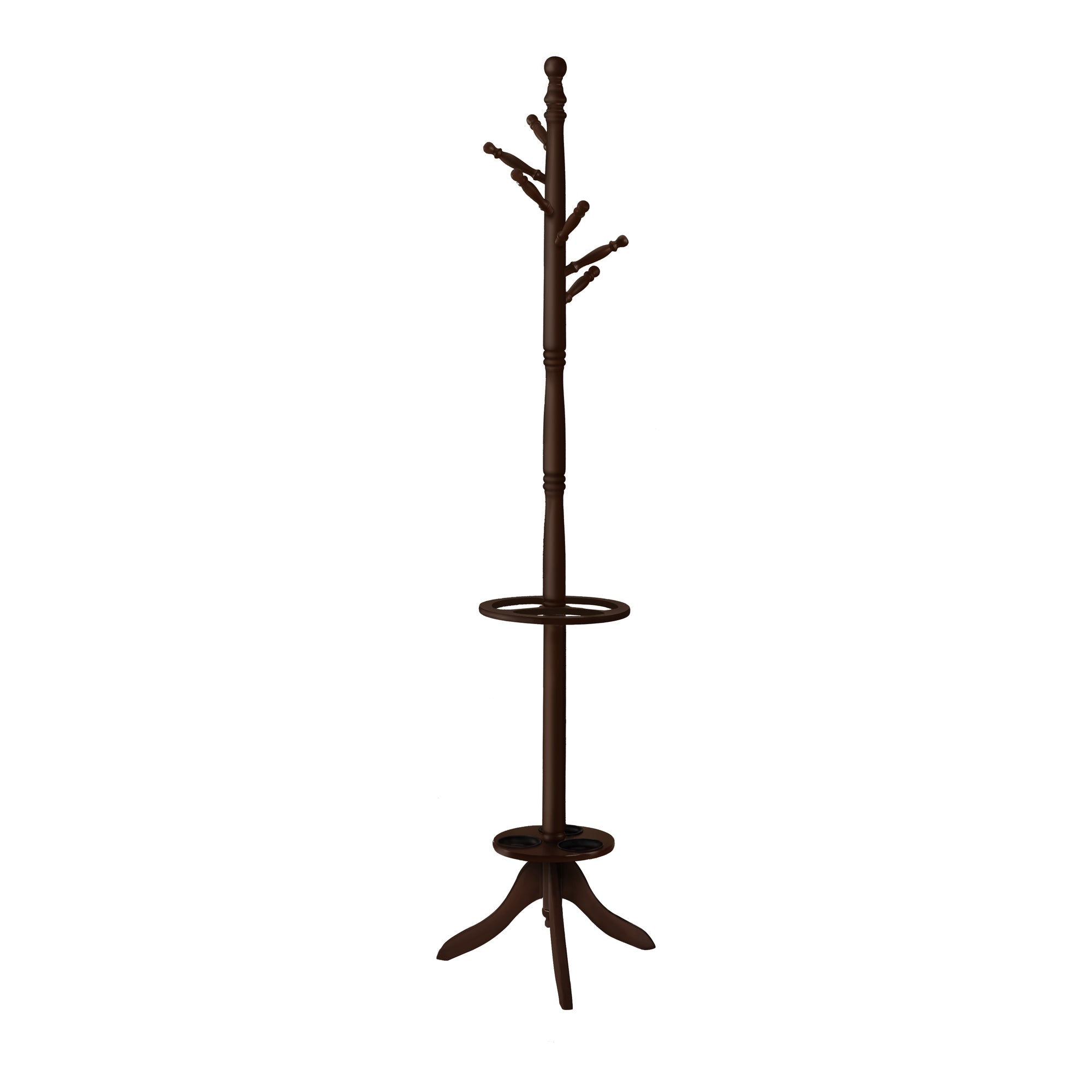 Coat Rack - 71H / Dark Cherry With An Umbrella Holder