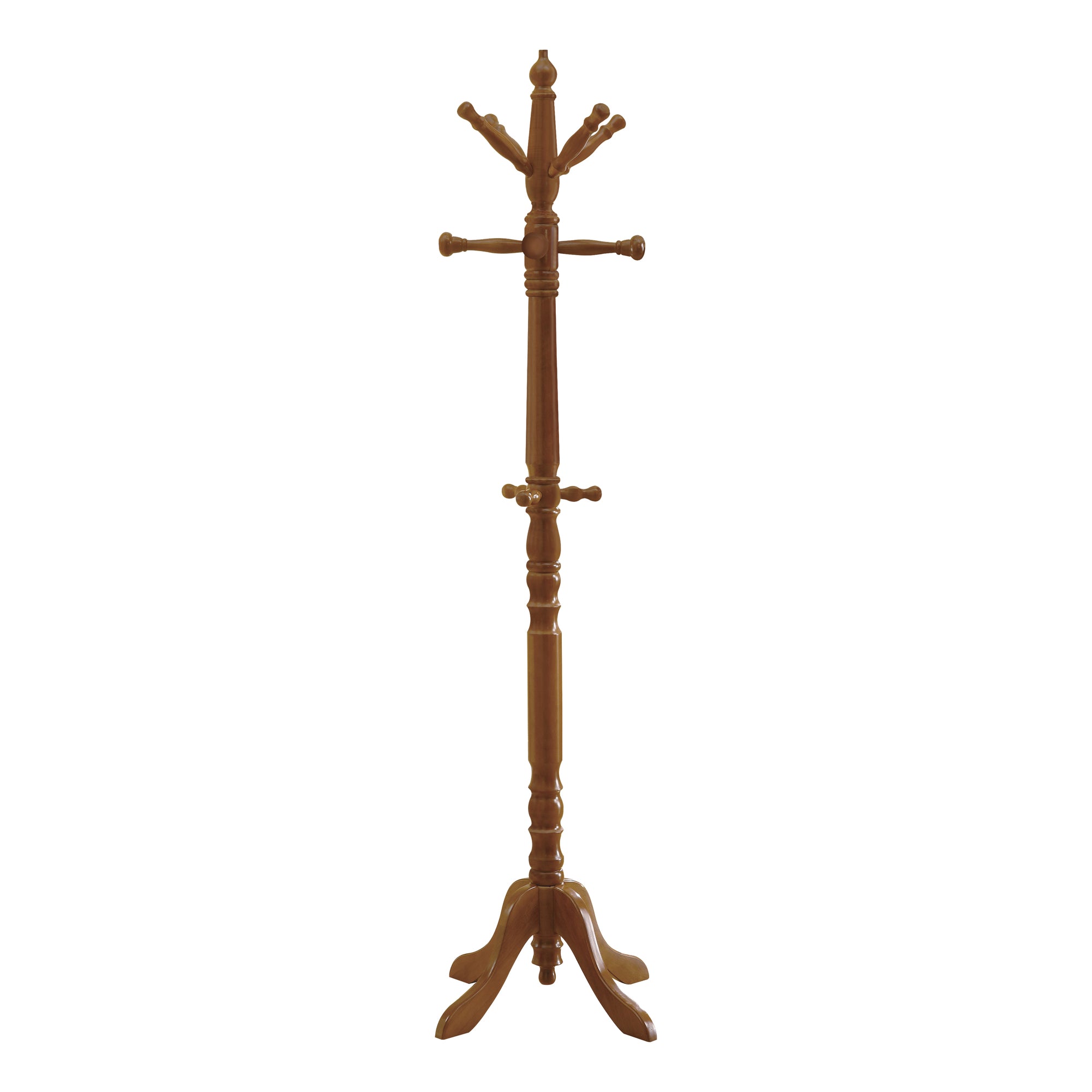 Coat Rack - 73H / Oak Wood Traditional Style