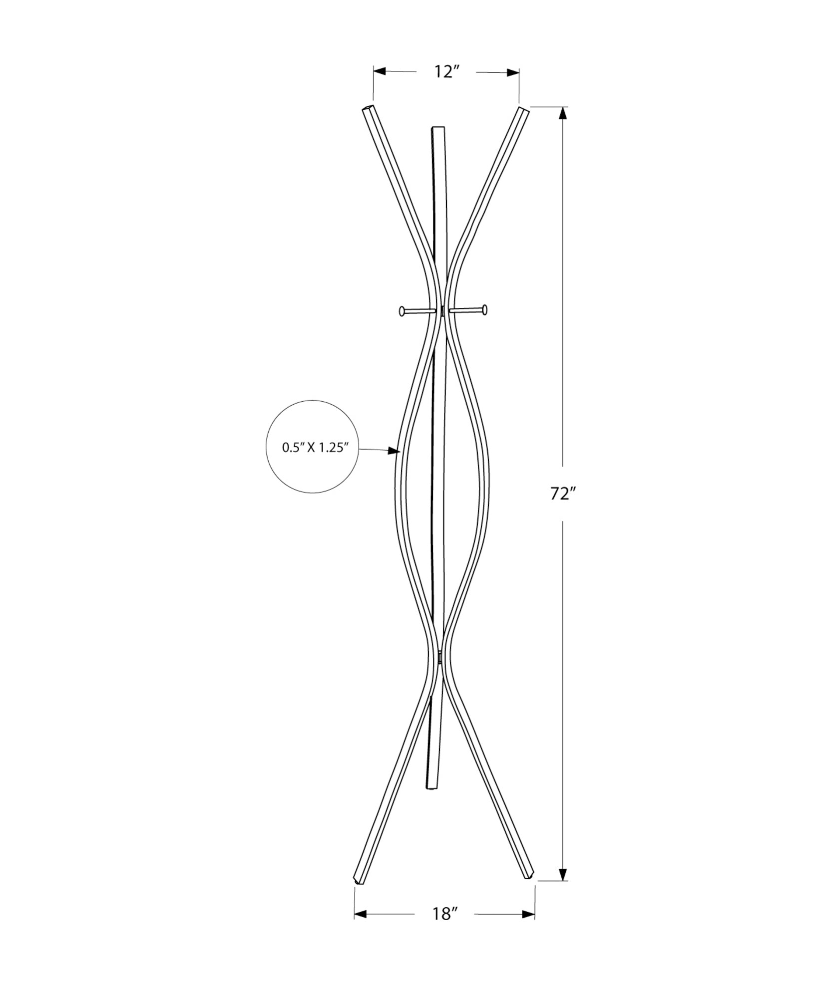 Coat Rack - 72H / White Metal Contemporary Style