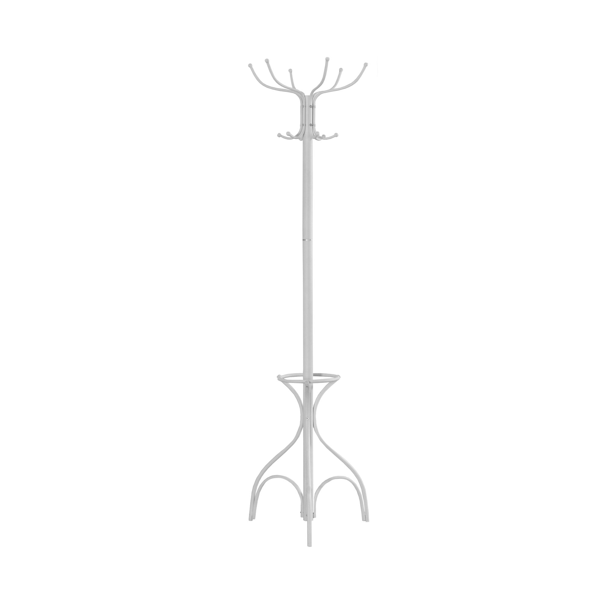 Coat Rack - 70H / White Metal With An Umbrella Holder