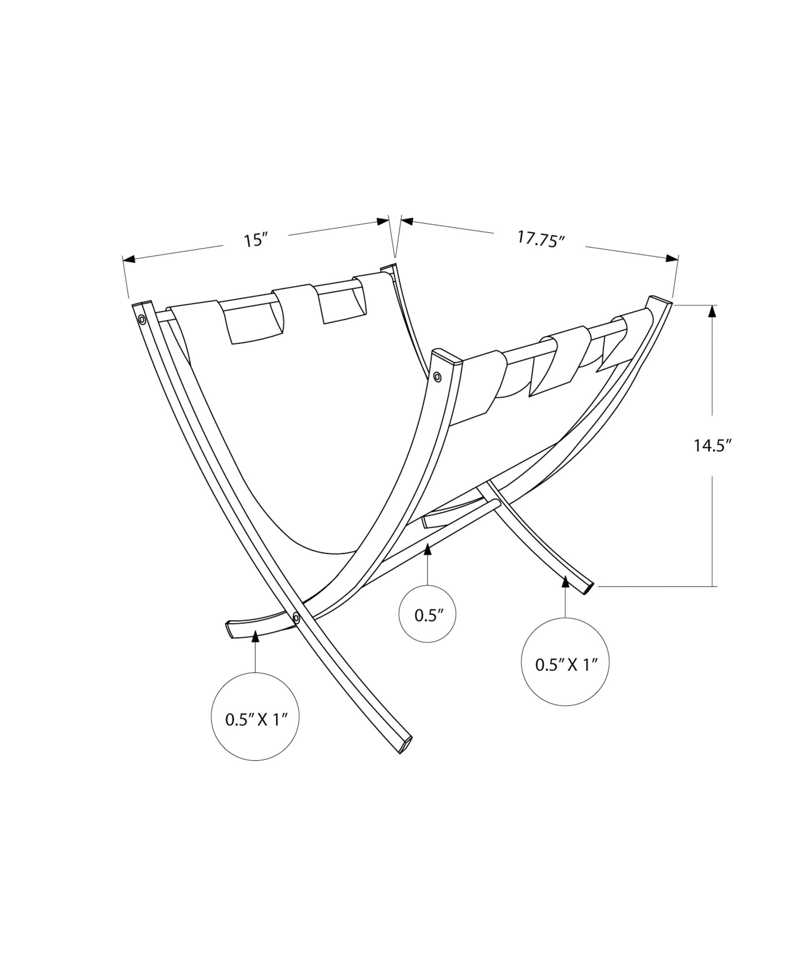 Magazine Rack - Black Leather-Look / Chrome Metal