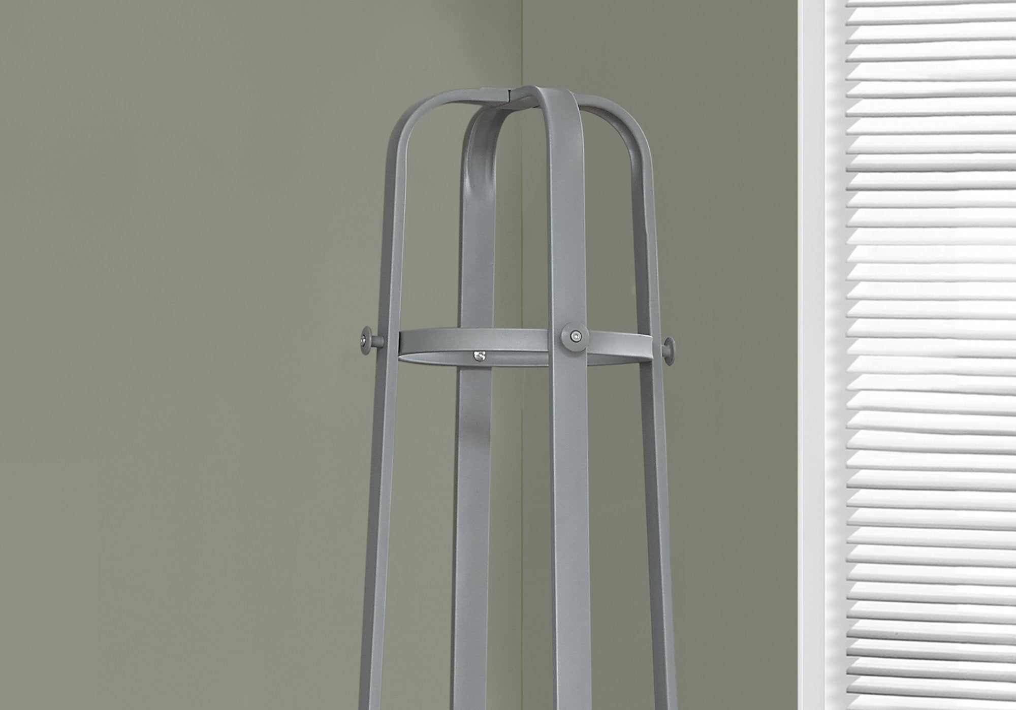Coat Rack - 72H / Silver Metal With An Umbrella Holder