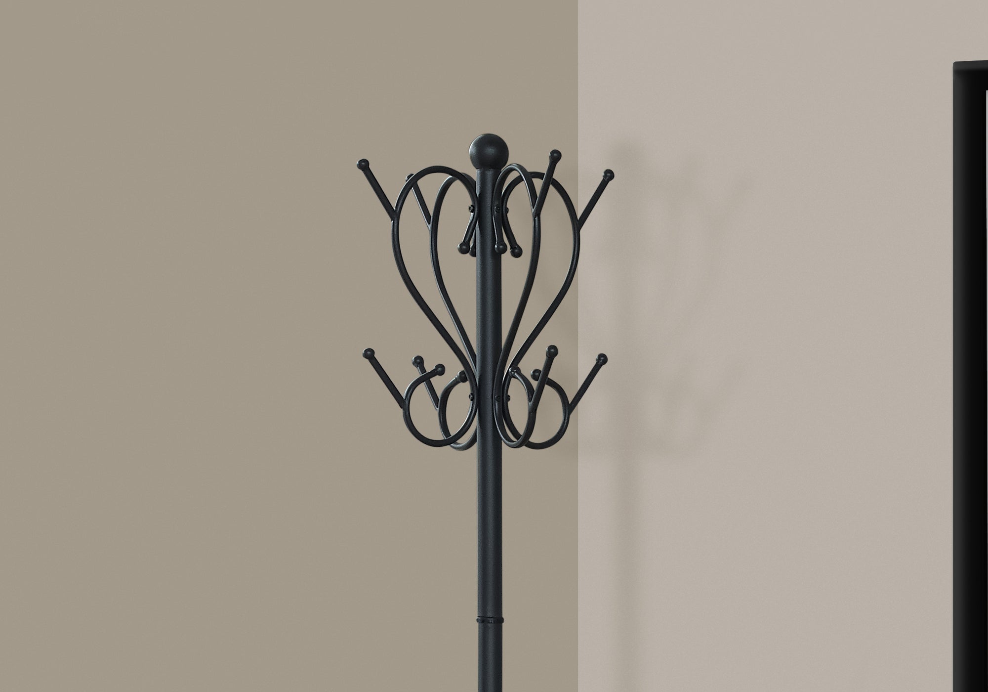 Coat Rack - 71H / Black Metal With An Umbrella Holder