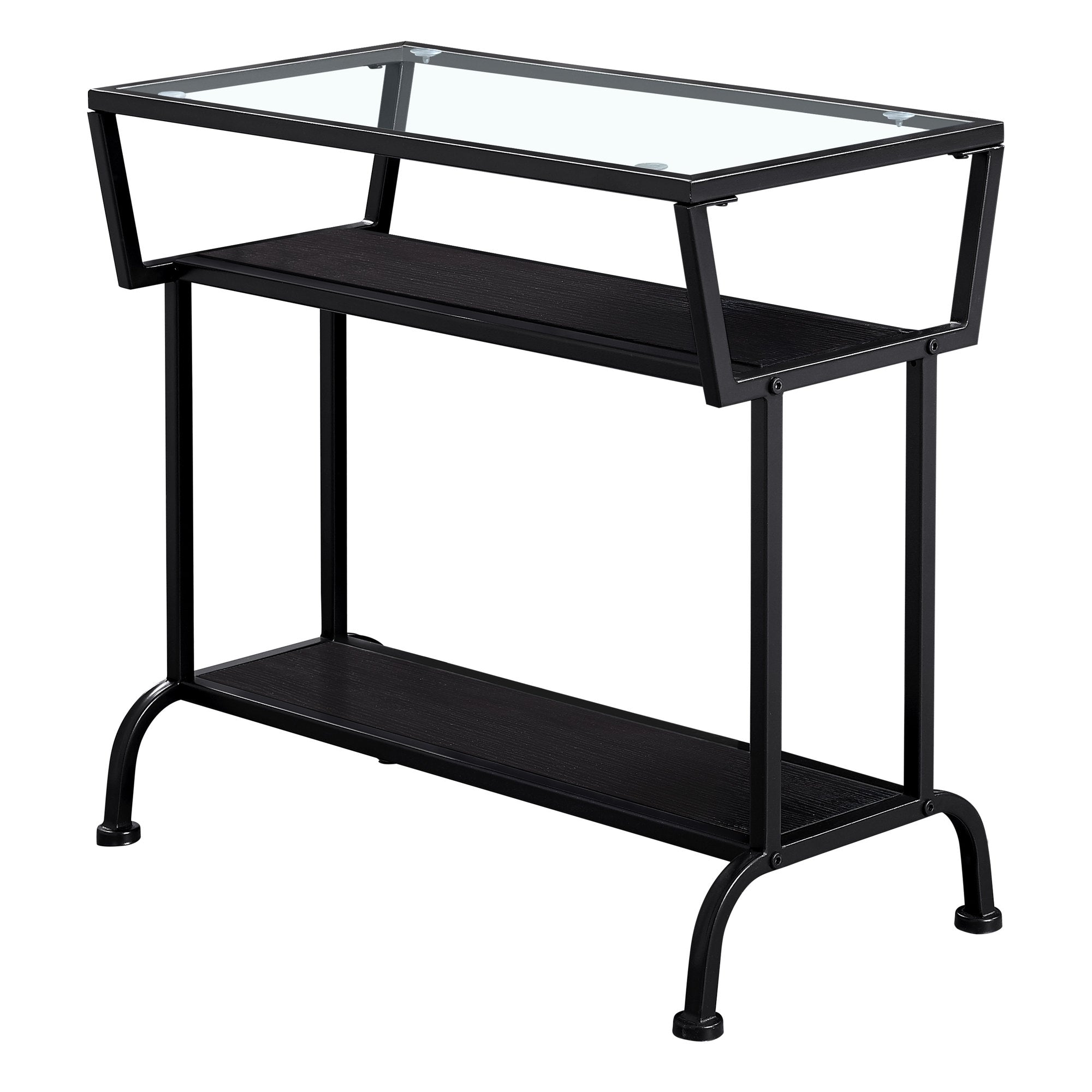 Accent Table - 22H / Espresso / Black / Tempered Glass