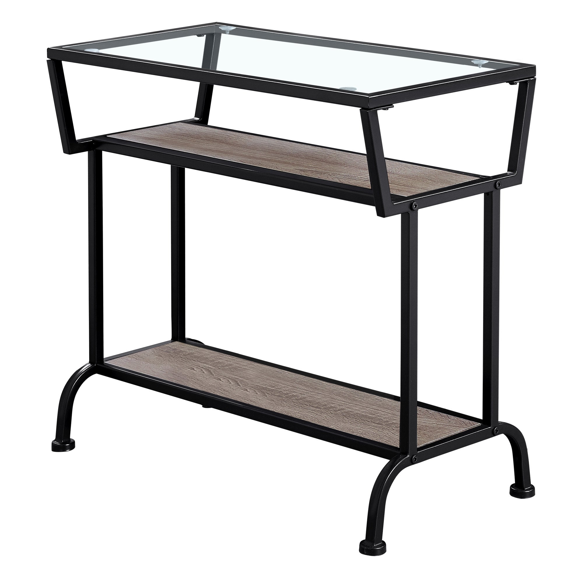 Accent Table - 22H / Dark Taupe / Black / Tempered Glass