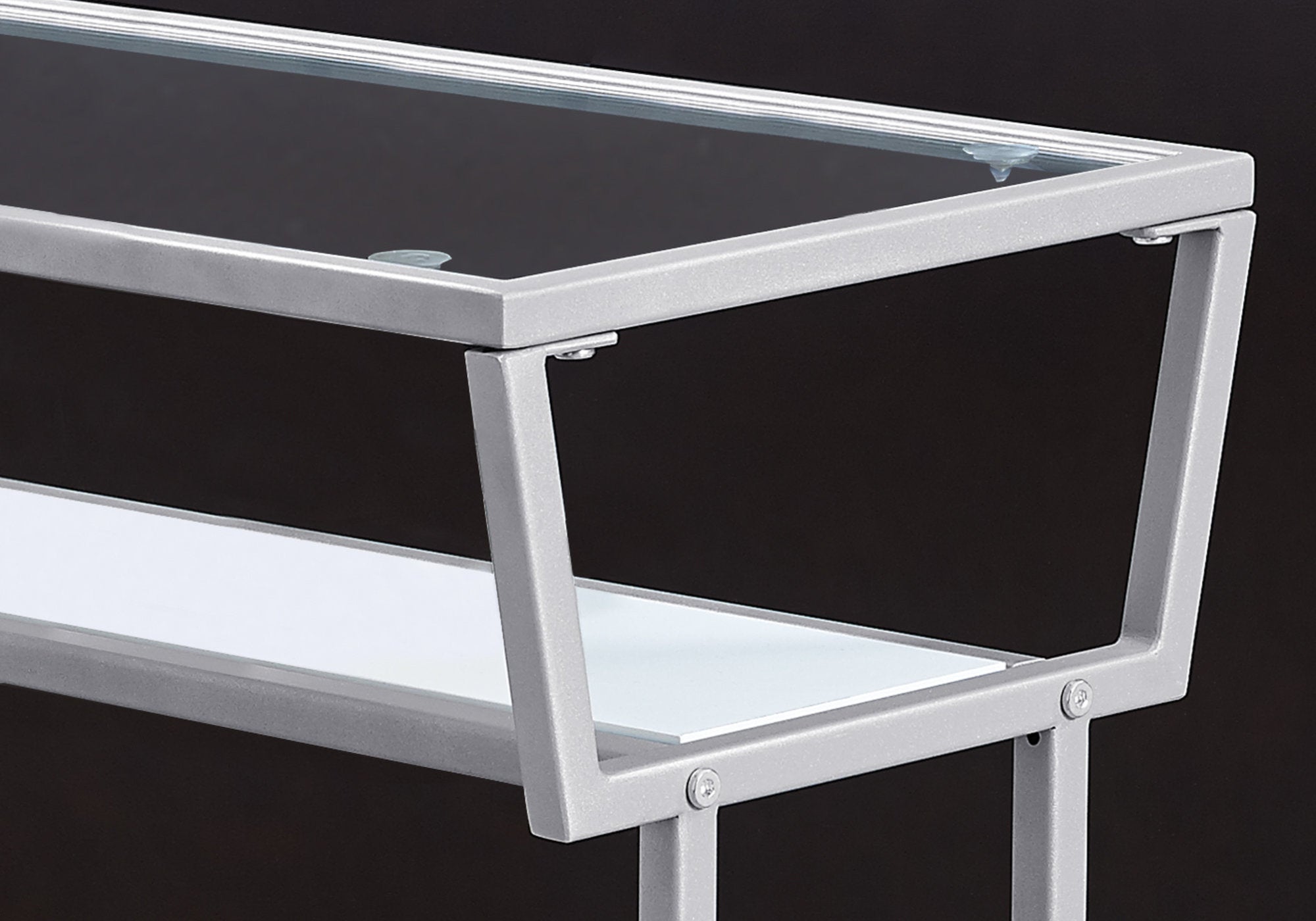Accent Table - 22H / White / Silver / Tempered Glass