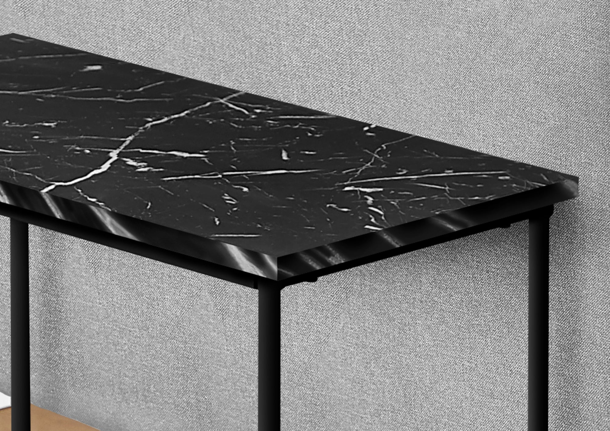 Accent Table - 22H / Black Marble / Black Metal