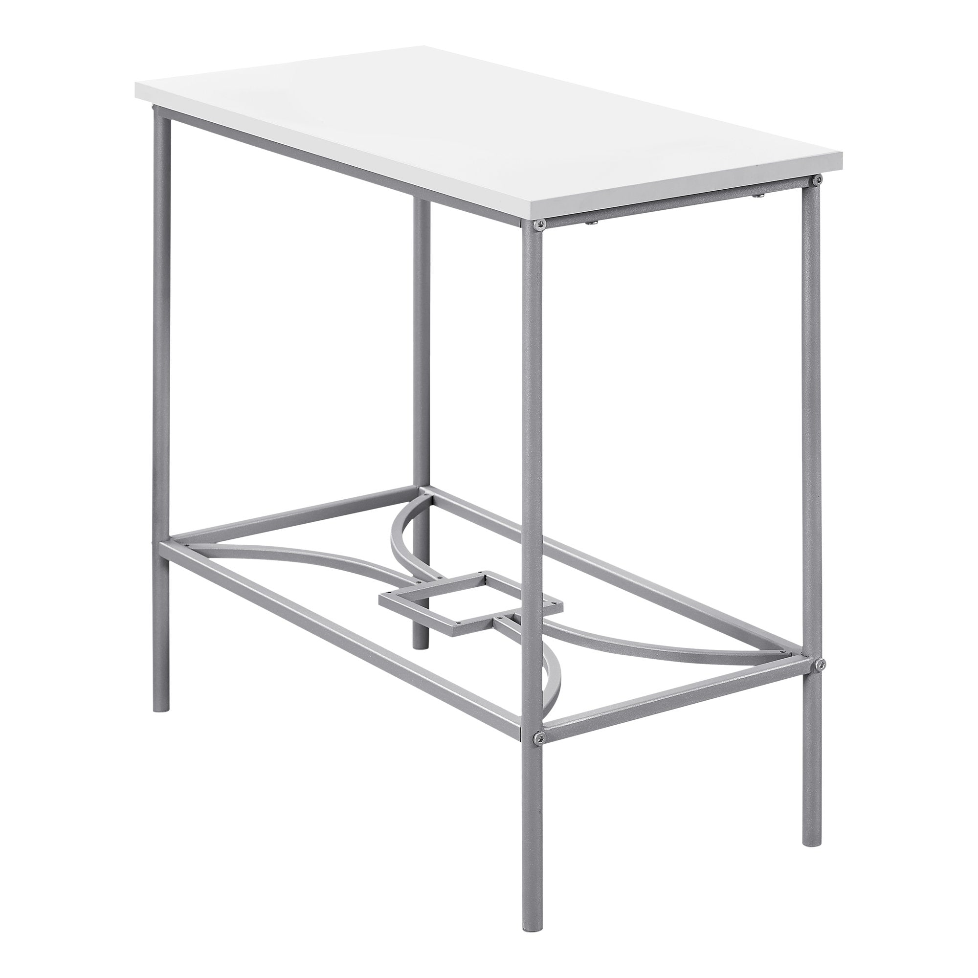 Accent Table - 22H / White / Silver Metal