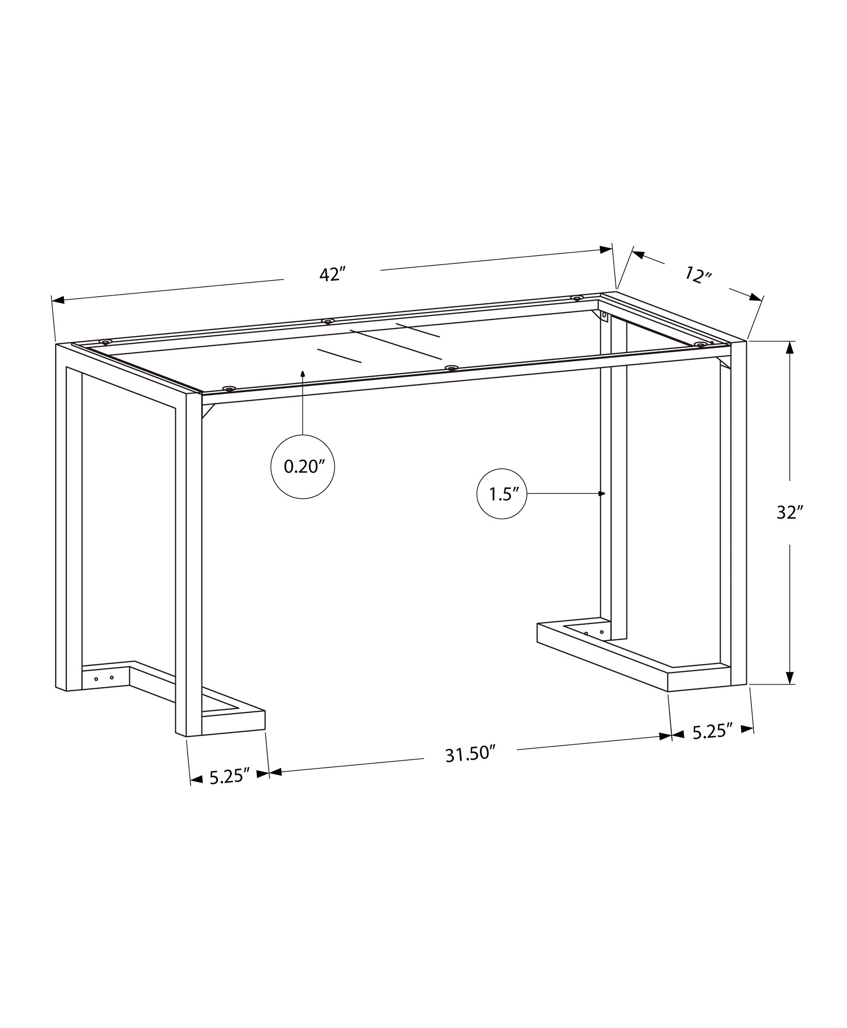 Accent Table - 42L / Black / Tempered Glass Hall Console
