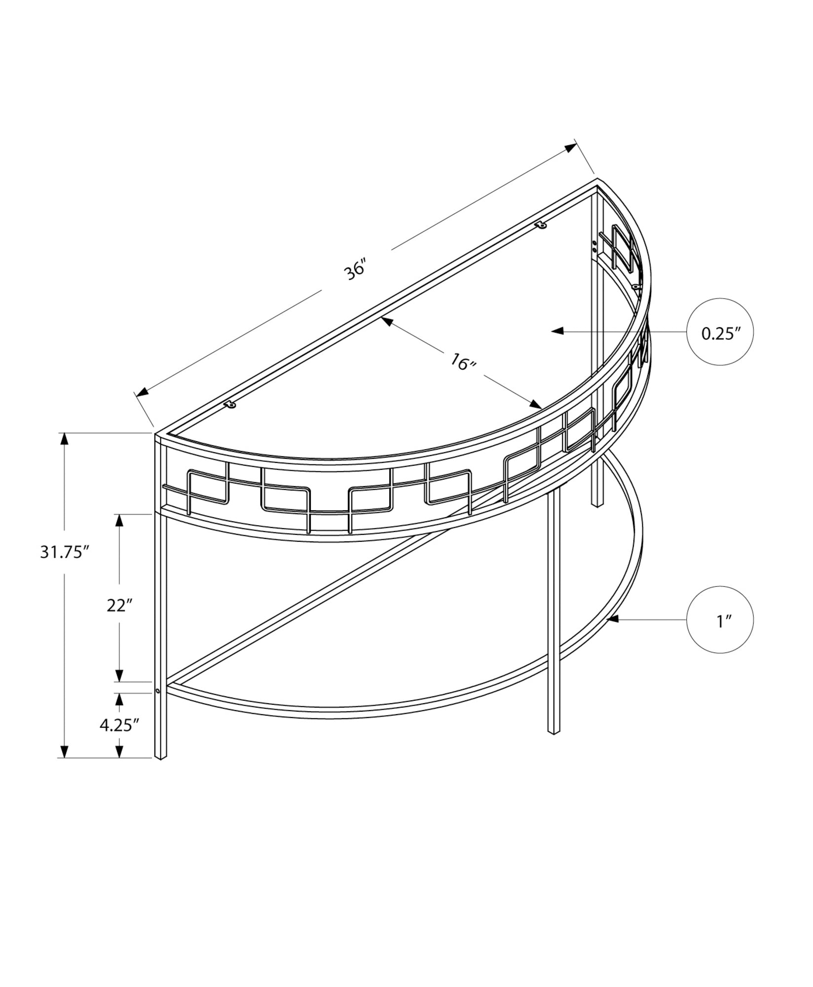 Accent Table - 36L / White Metal Hall Console