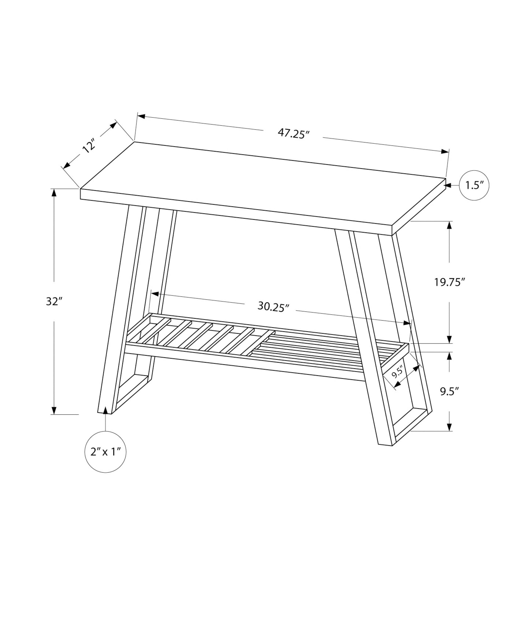 Accent Table - 48L / Dark Taupe / Black Hall Console