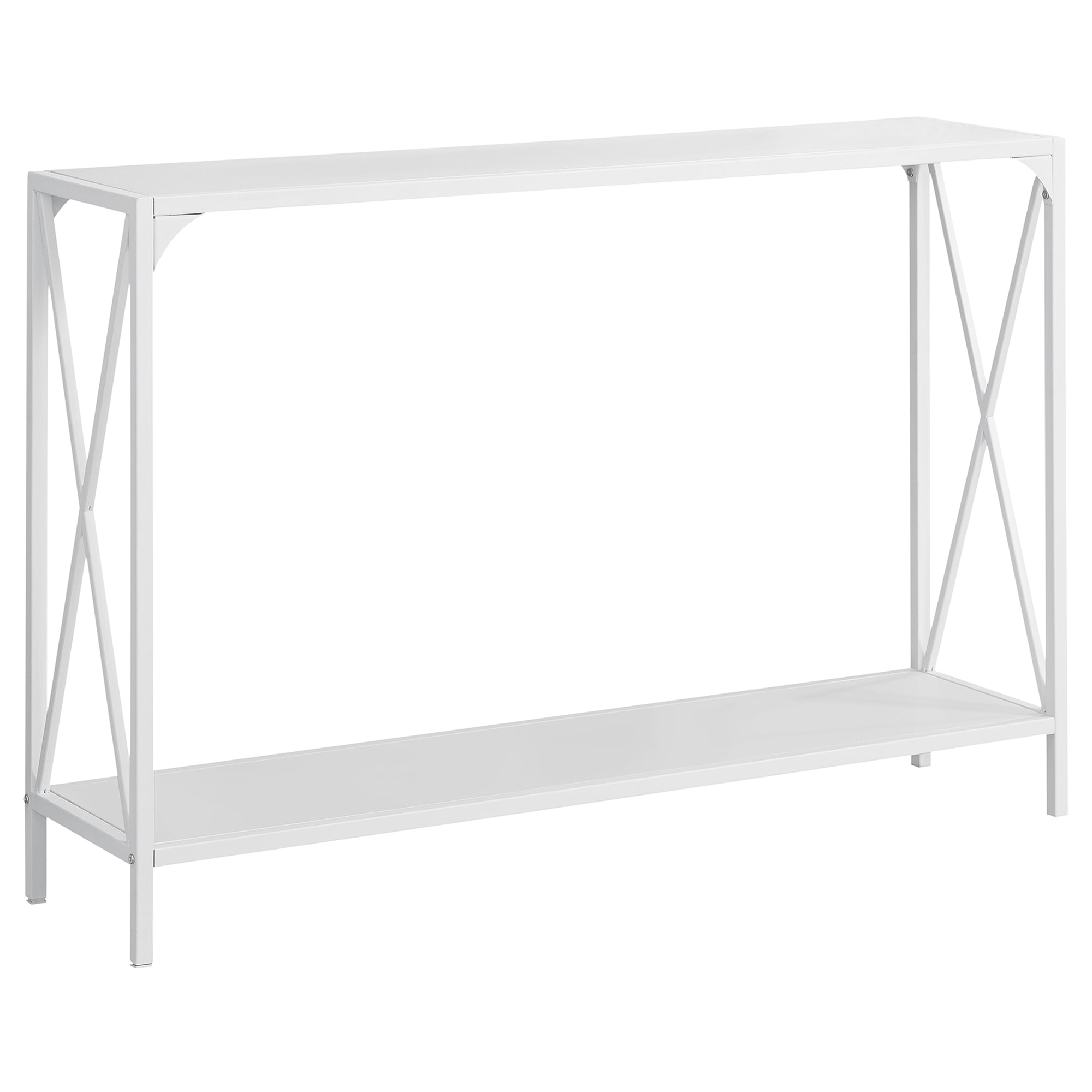 Accent Table - 48L / White / White Metal Hall Console