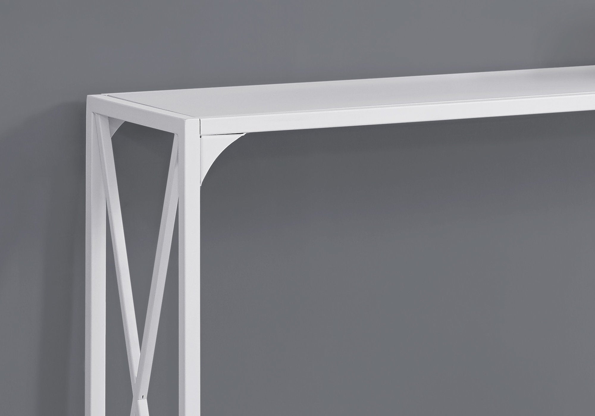 Accent Table - 48L / White / White Metal Hall Console