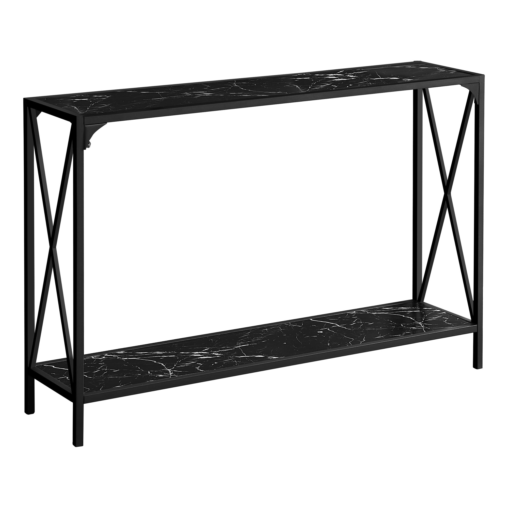 Accent Table - 48L / Black Marble / Black Hall Console