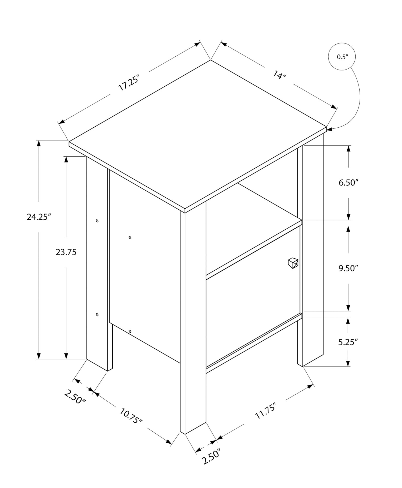 Accent Table - Dark Taupe Night Stand With Storage