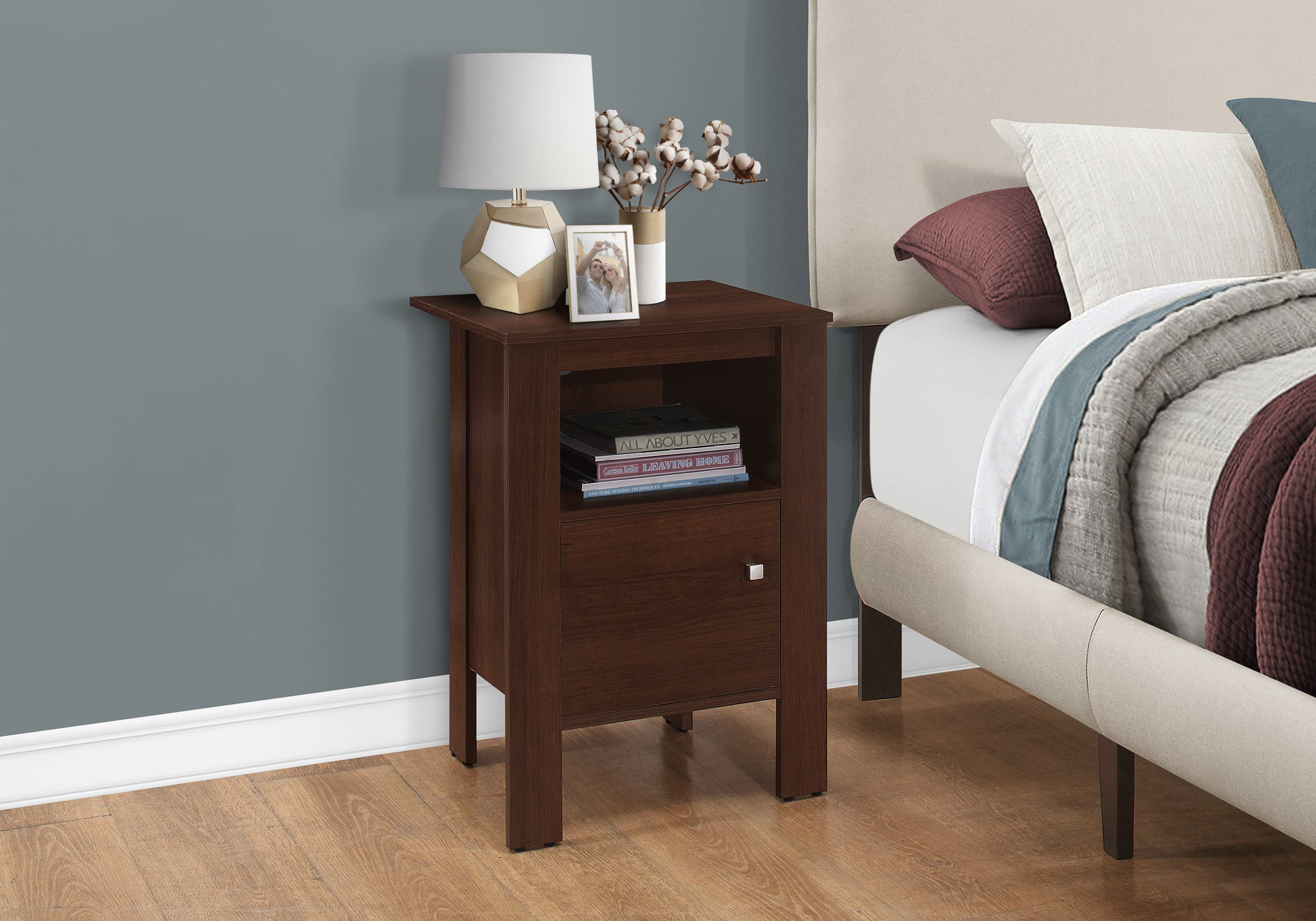 Accent Table - Cherry Night Stand With Storage