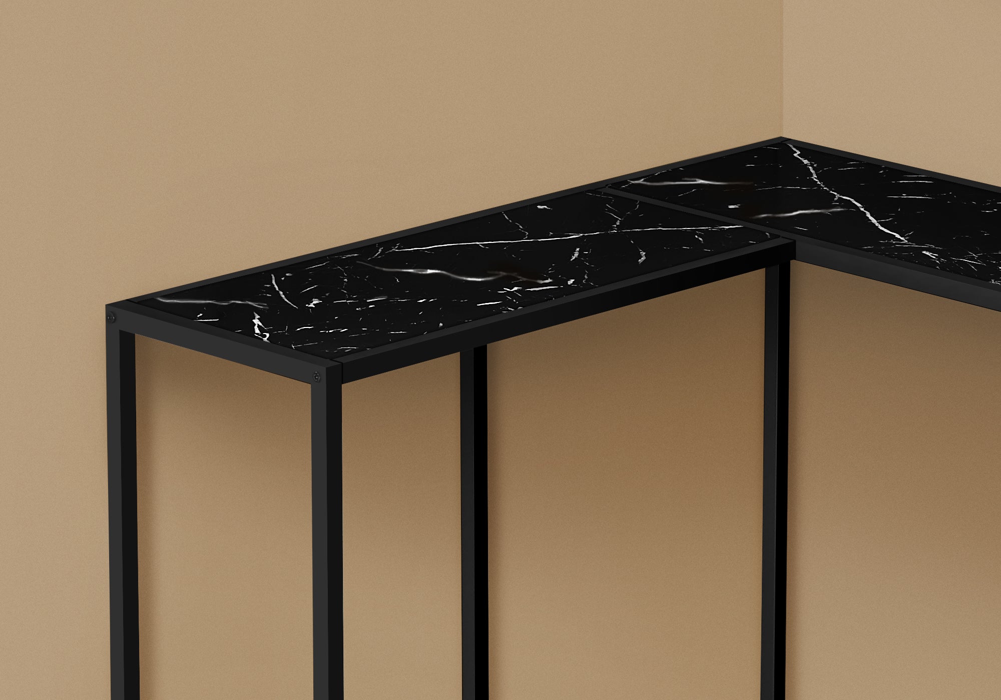 Accent Table - 36L / Black Marble / Black Corner Console