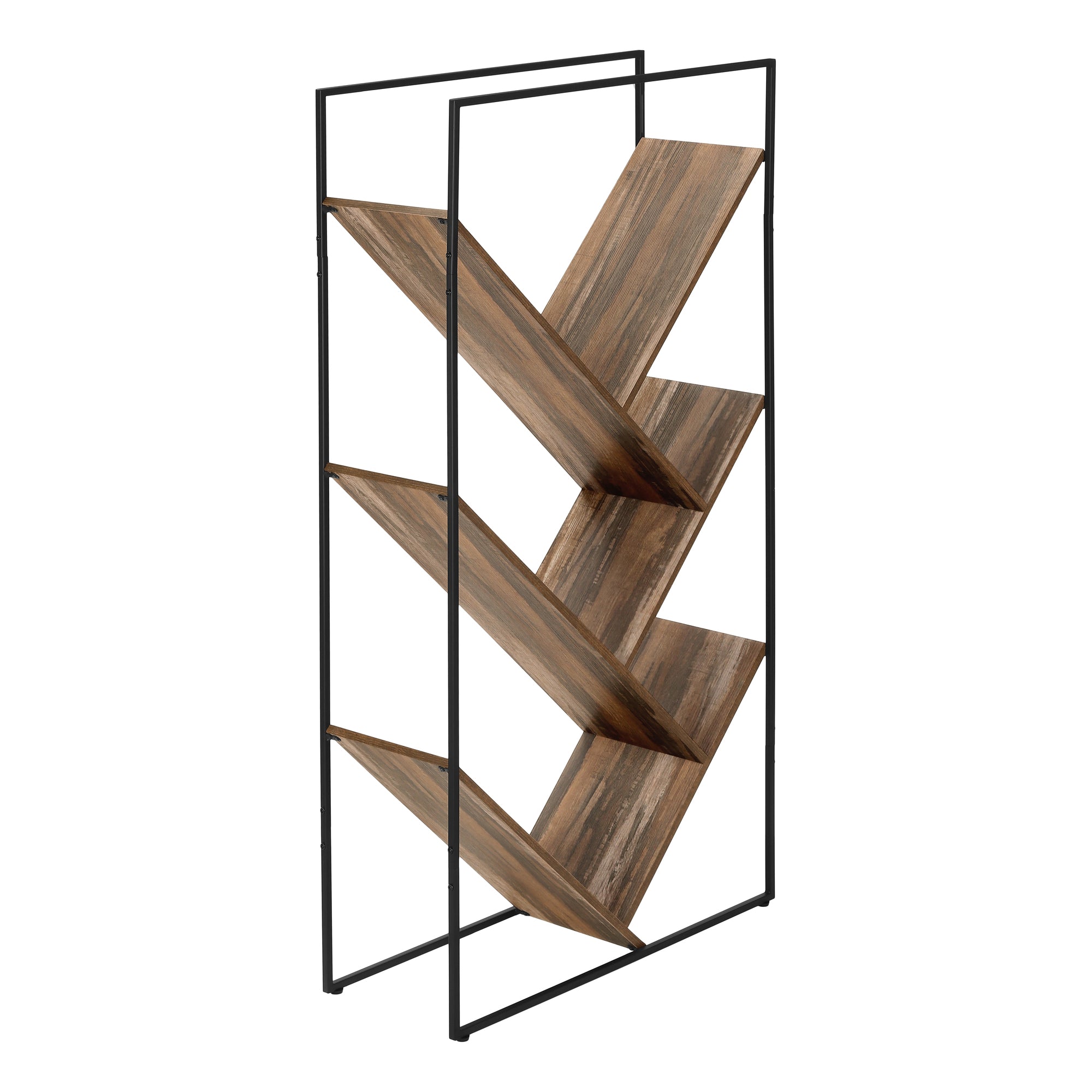 Bookcase - 60H / Brown Reclaimed Wood-Look / Black Metal