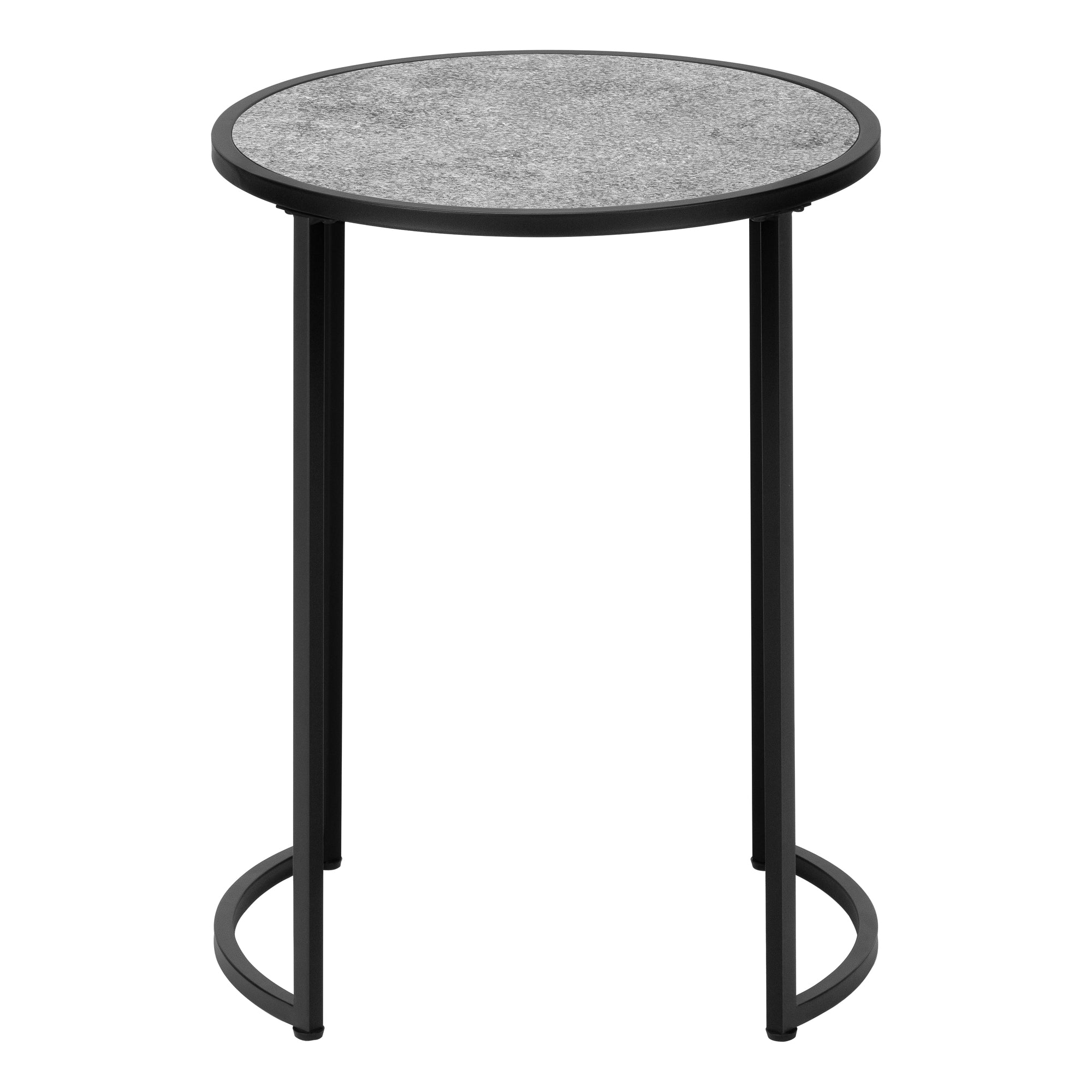 Accent Table - 24H / Grey Stone-Look / Black Metal