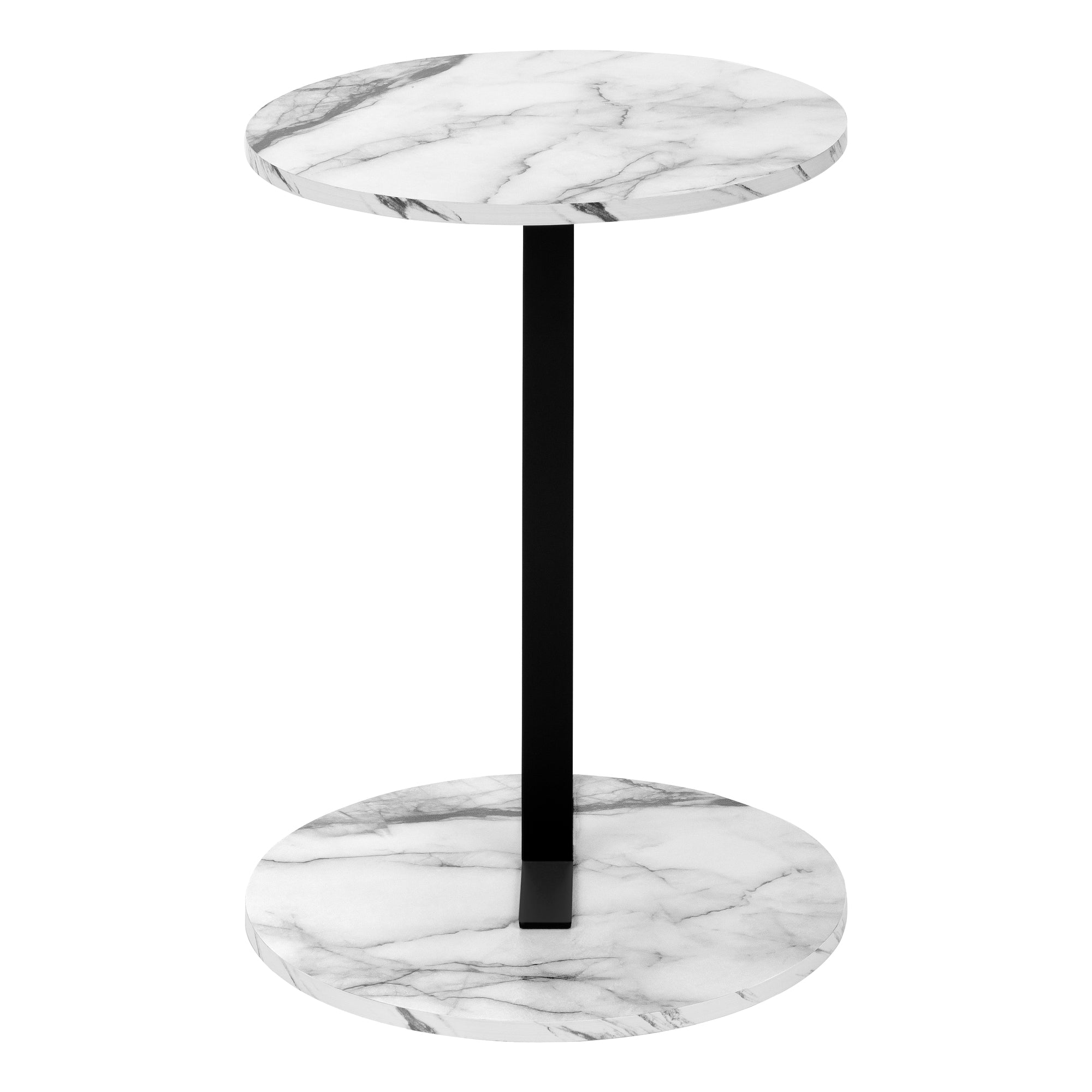 Accent Table - 24H / White Marble-Look / Black Metal