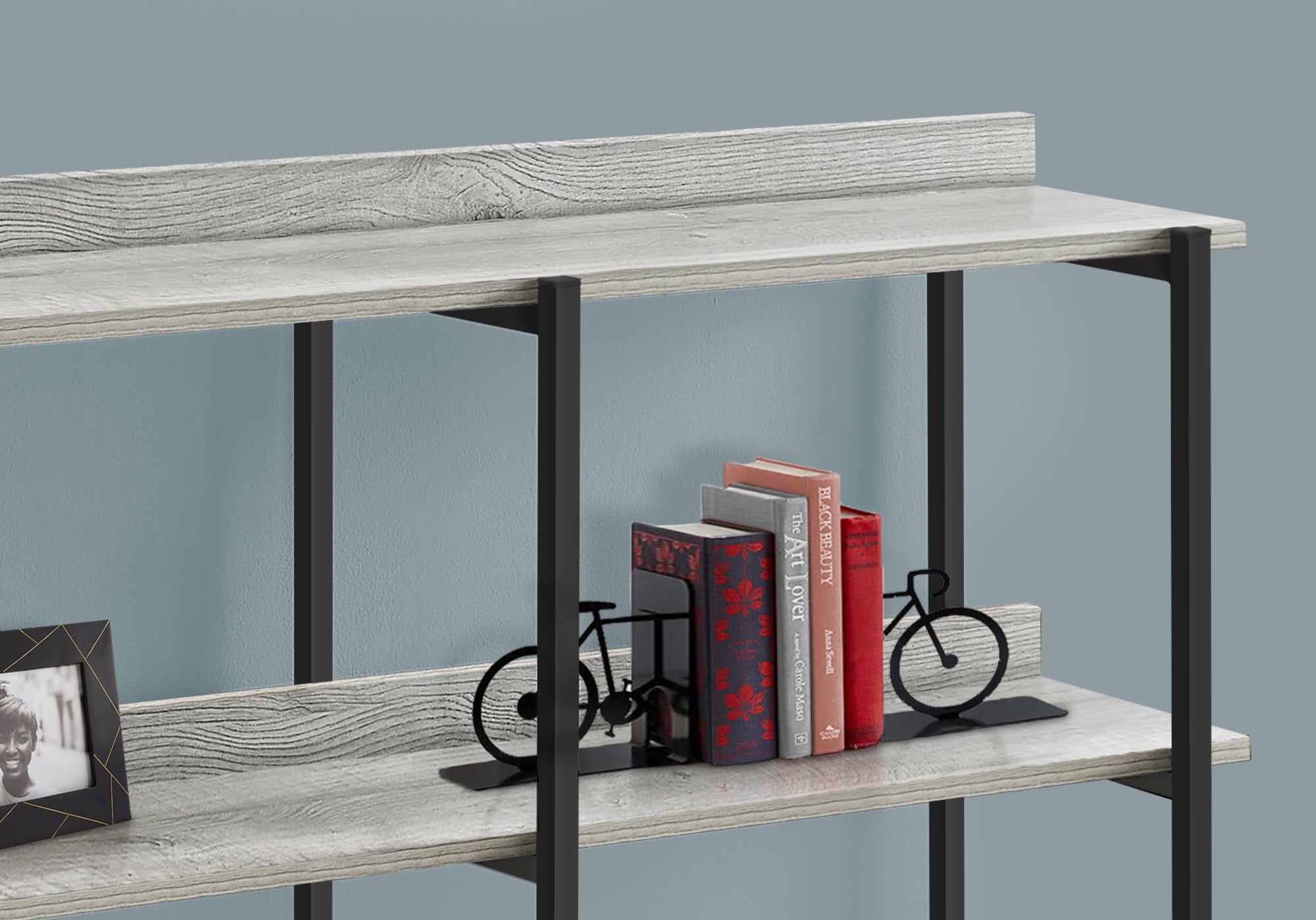Accent Table - 48L / Grey / Black Metal Hall Console