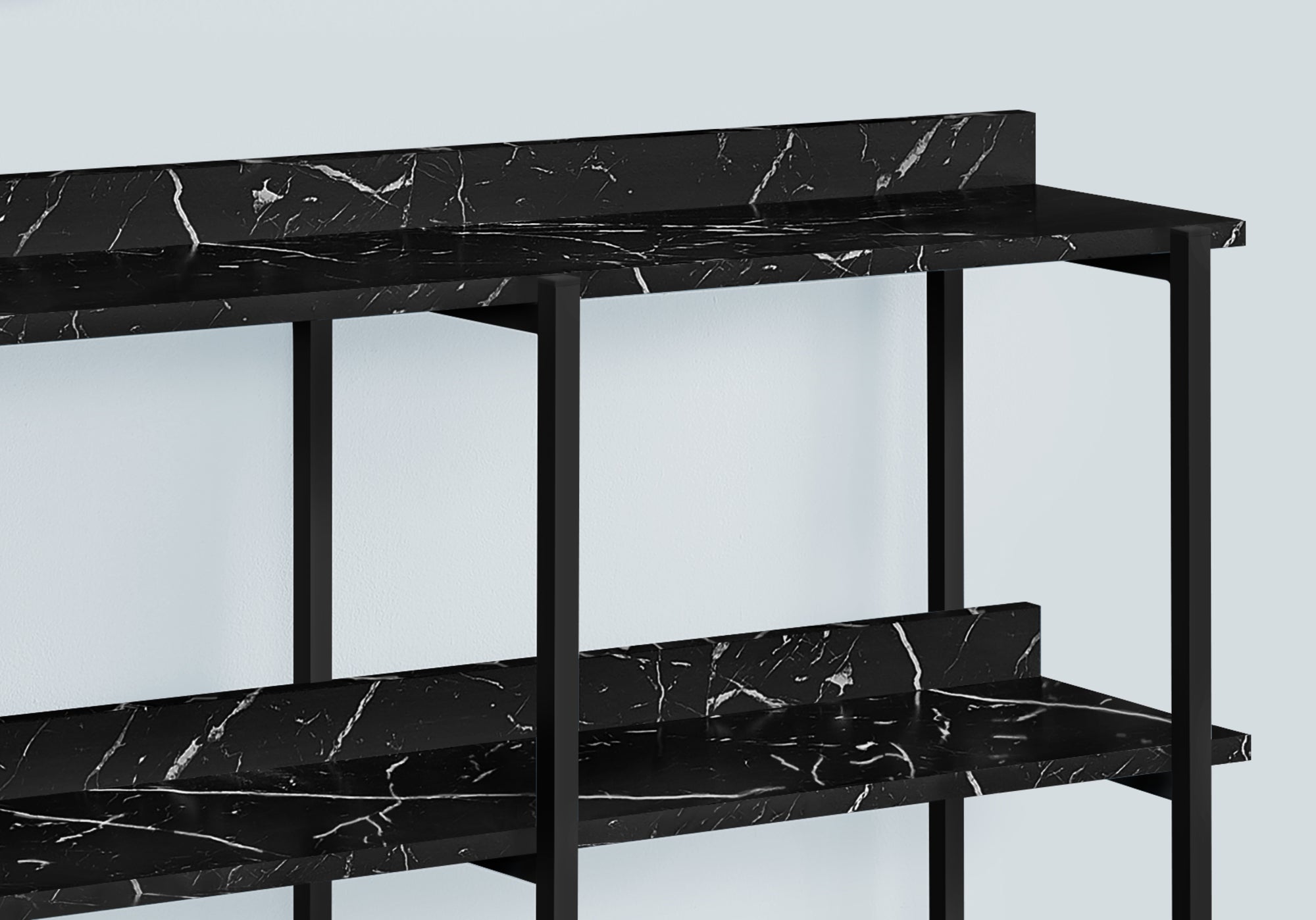 Accent Table - 48L / Black Marble / Black Metal Console