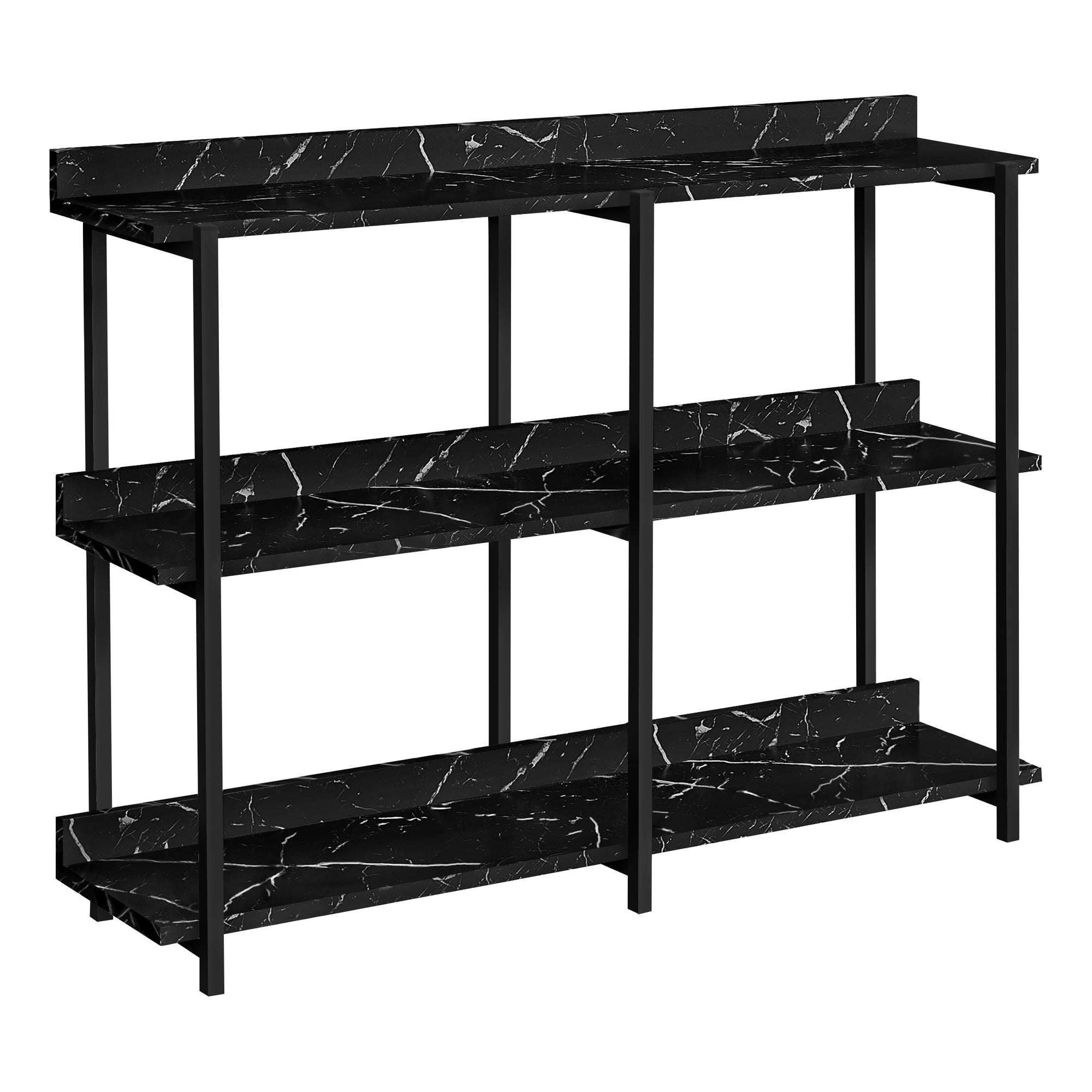Accent Table - 48L / Black Marble / Black Metal Console