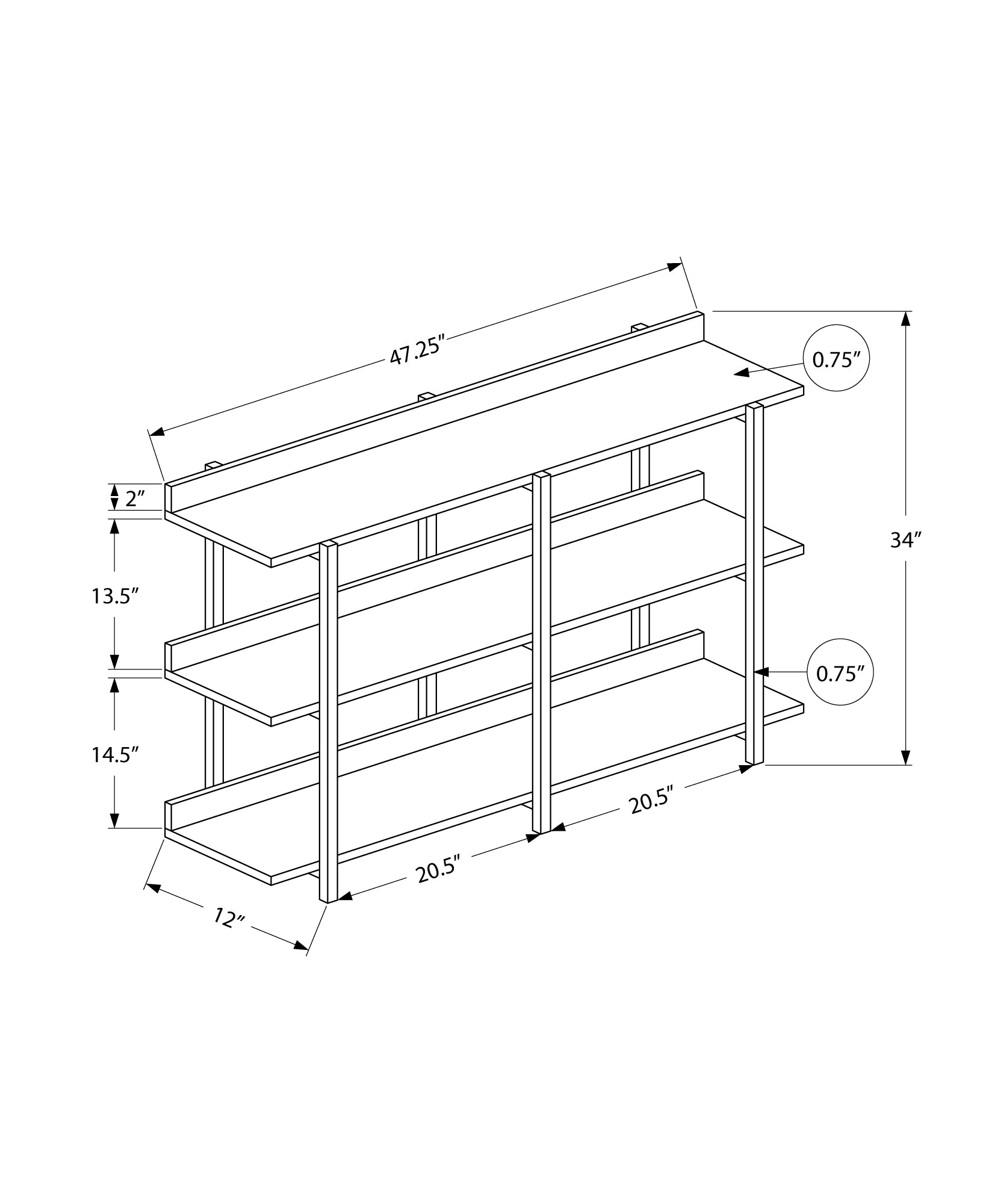 Accent Table - 48L / Natural / White Metal Hall Console