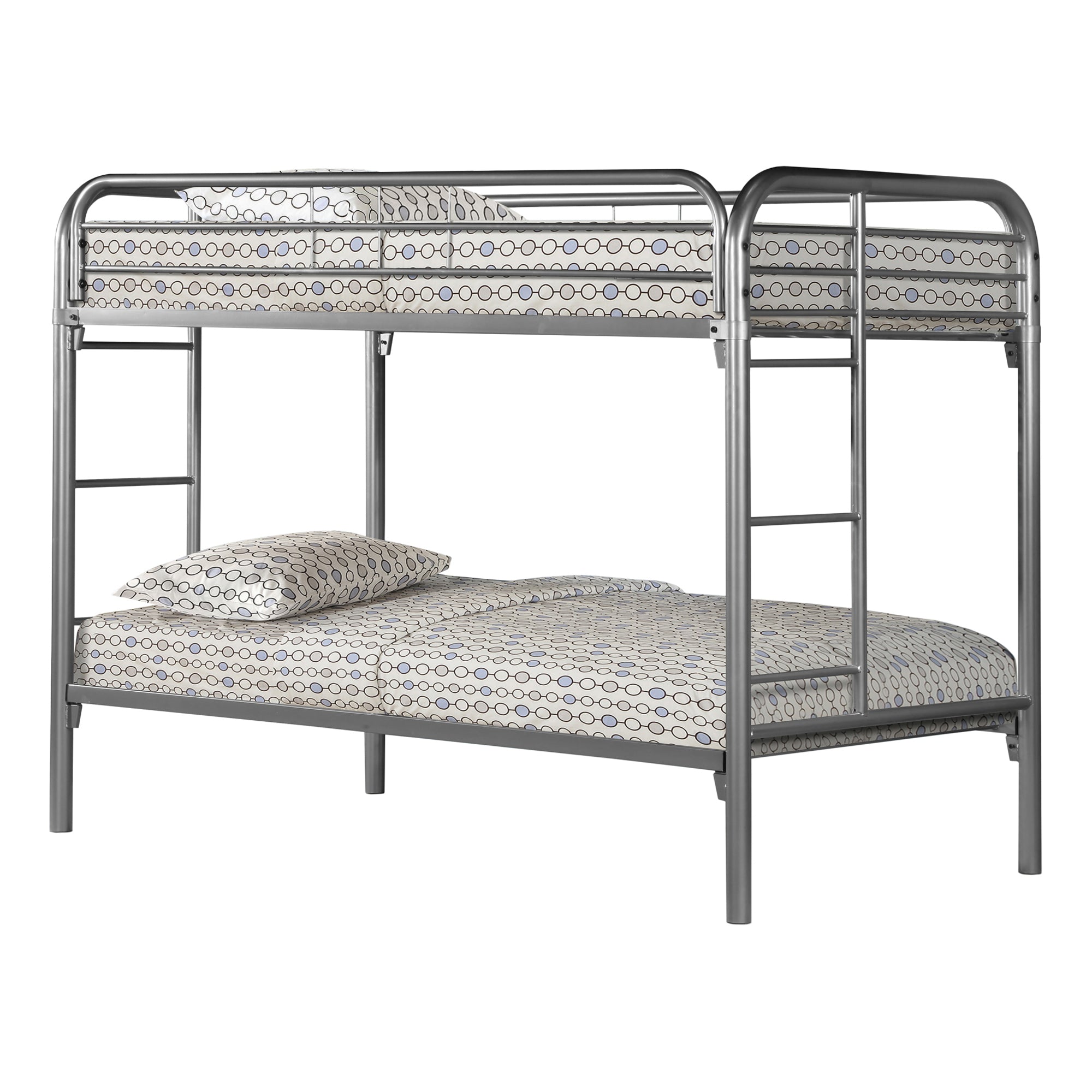 Bunk Bed - Twin / Twin Size / Silver Metal