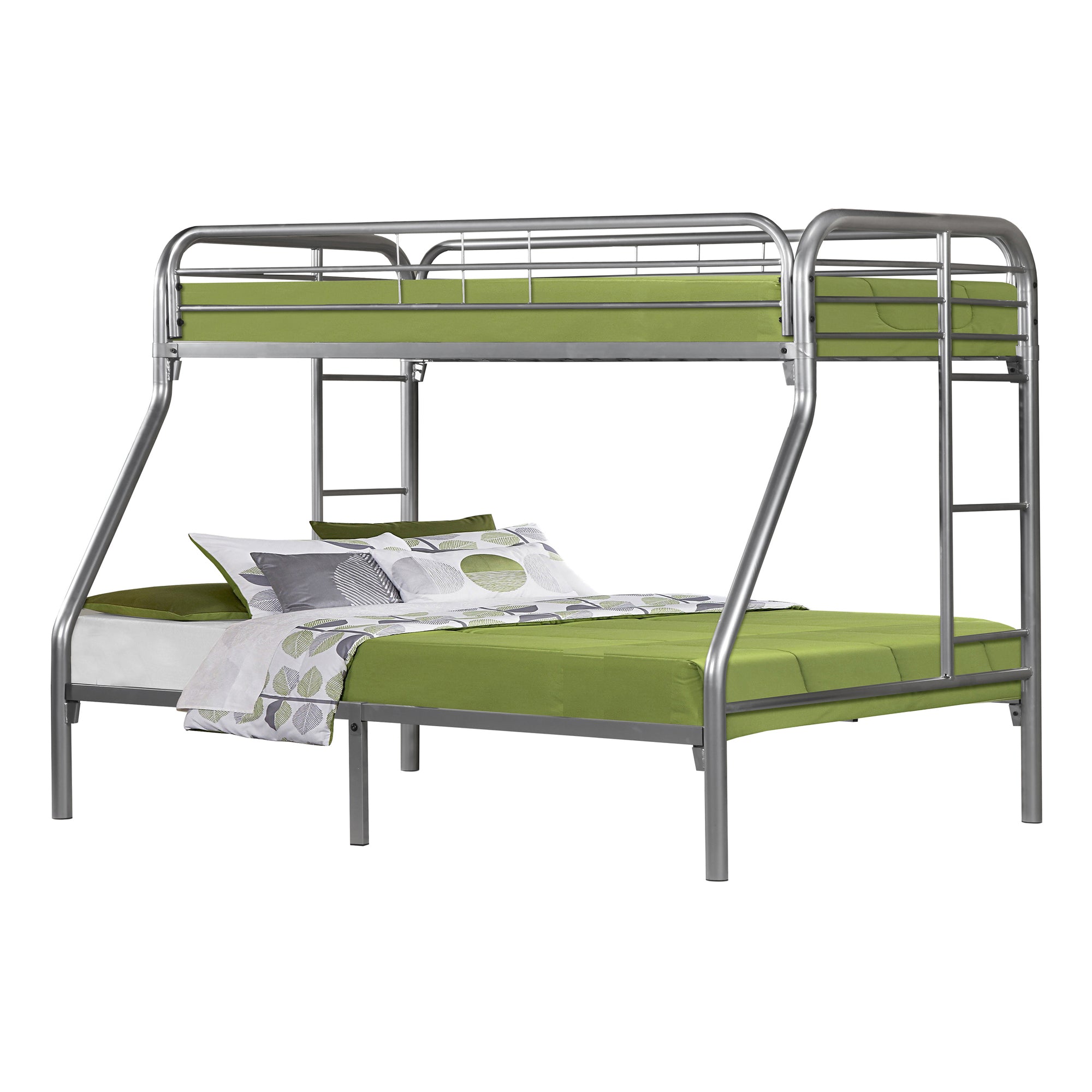 Bunk Bed - Twin / Full Size / Silver Metal