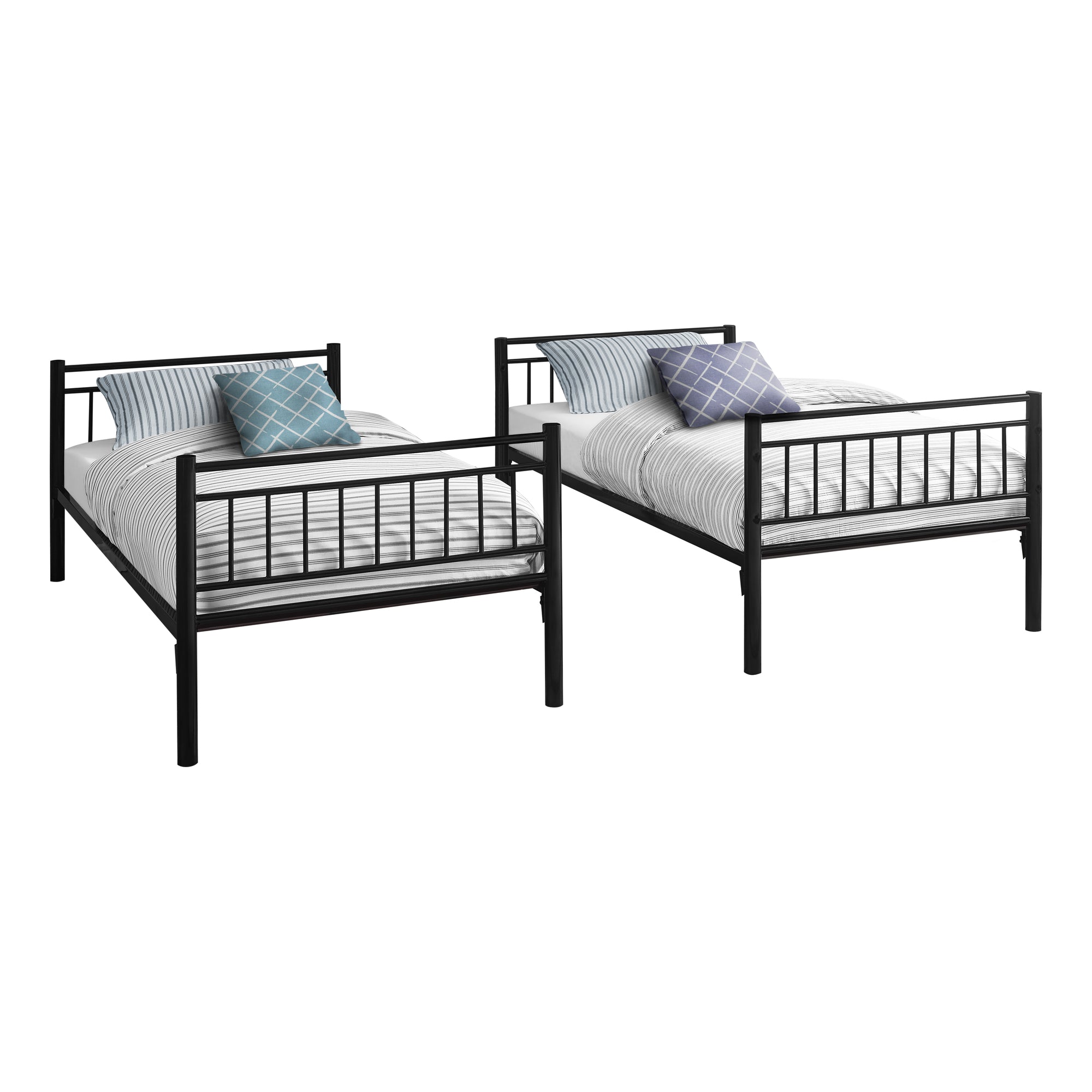Bunk Bed - Twin / Twin Size / Detachable Black Metal