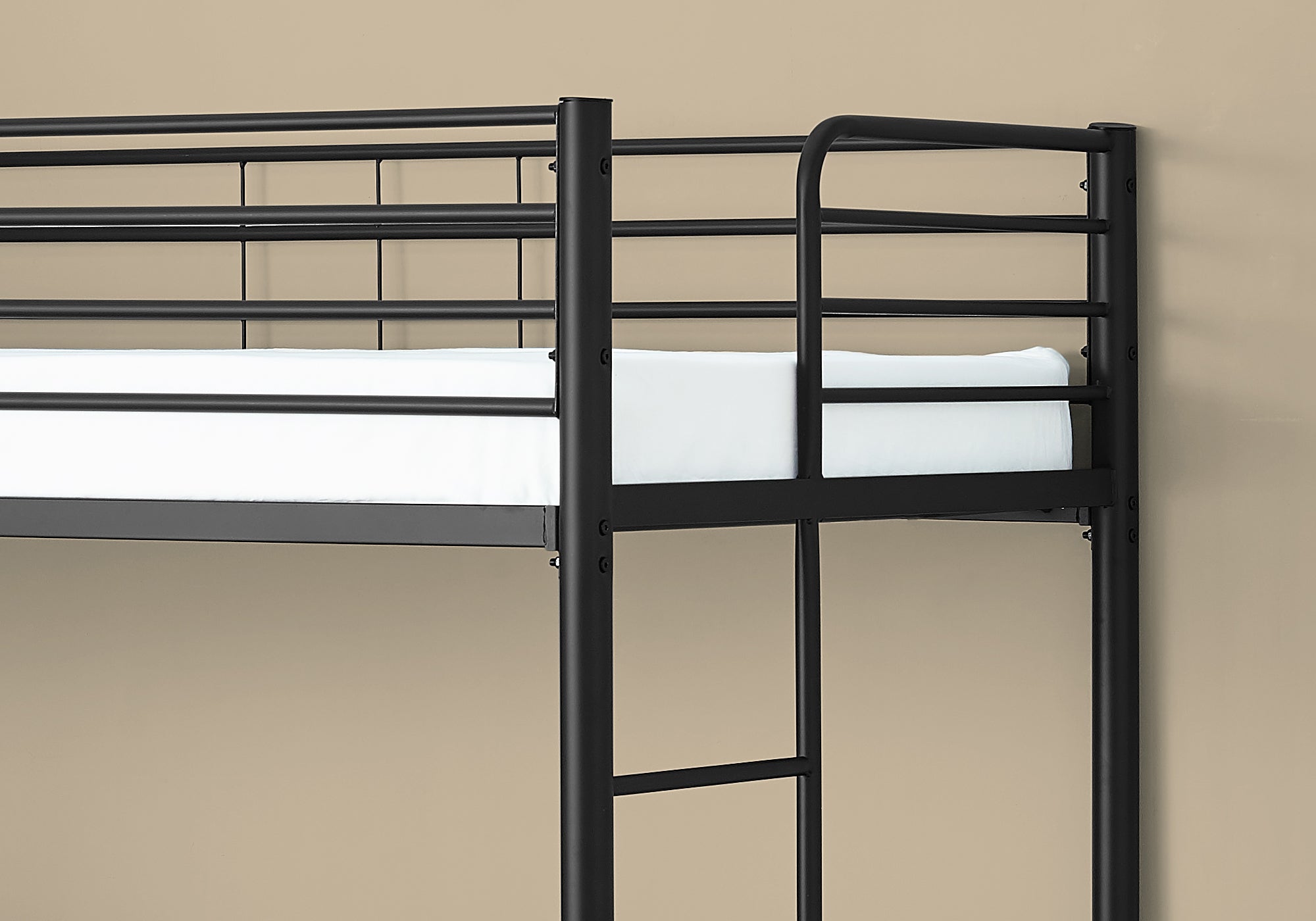 Bunk Bed - Twin / Full Size - Taupe Desk / Black Metal