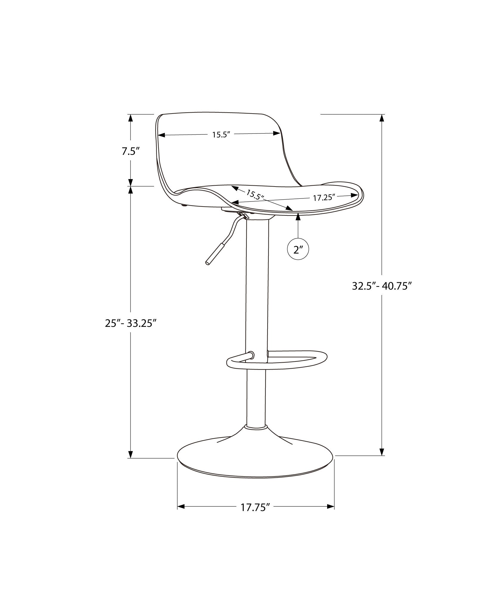 Barstool - 2Pcs / White / White Metal Hydraulic Lift