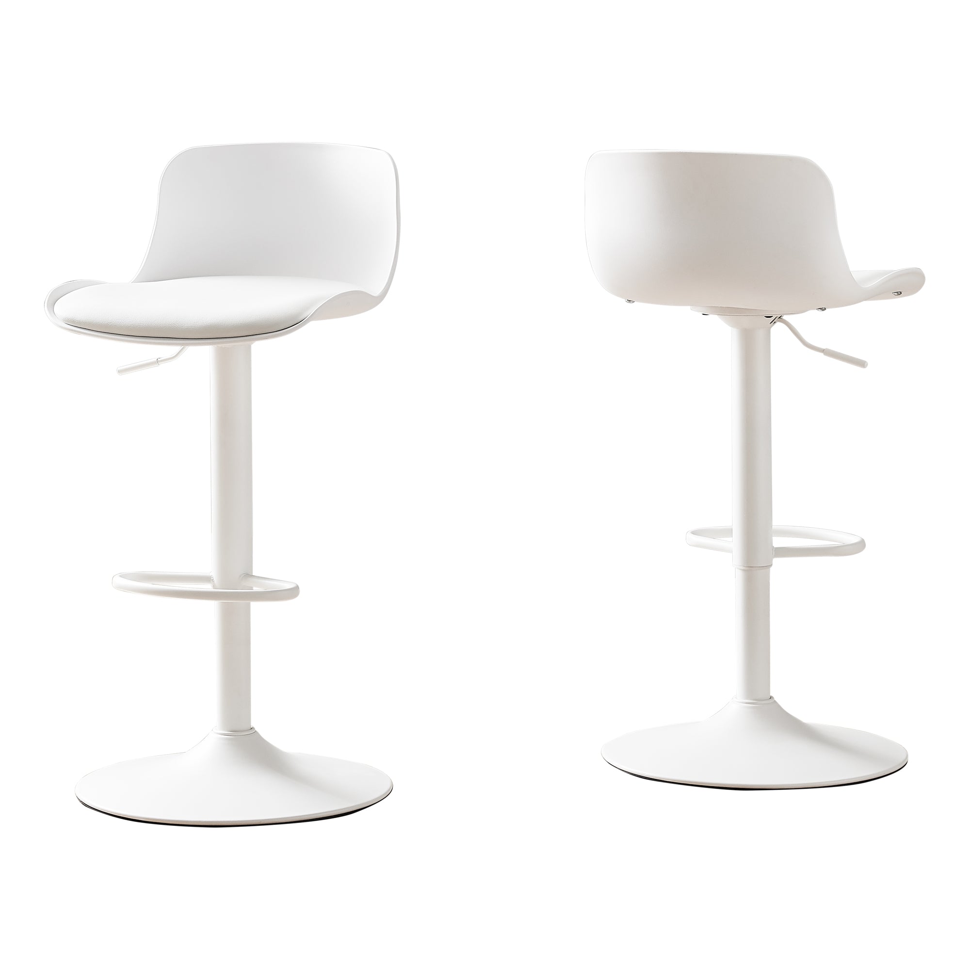 Barstool - 2Pcs / White / White Metal Hydraulic Lift