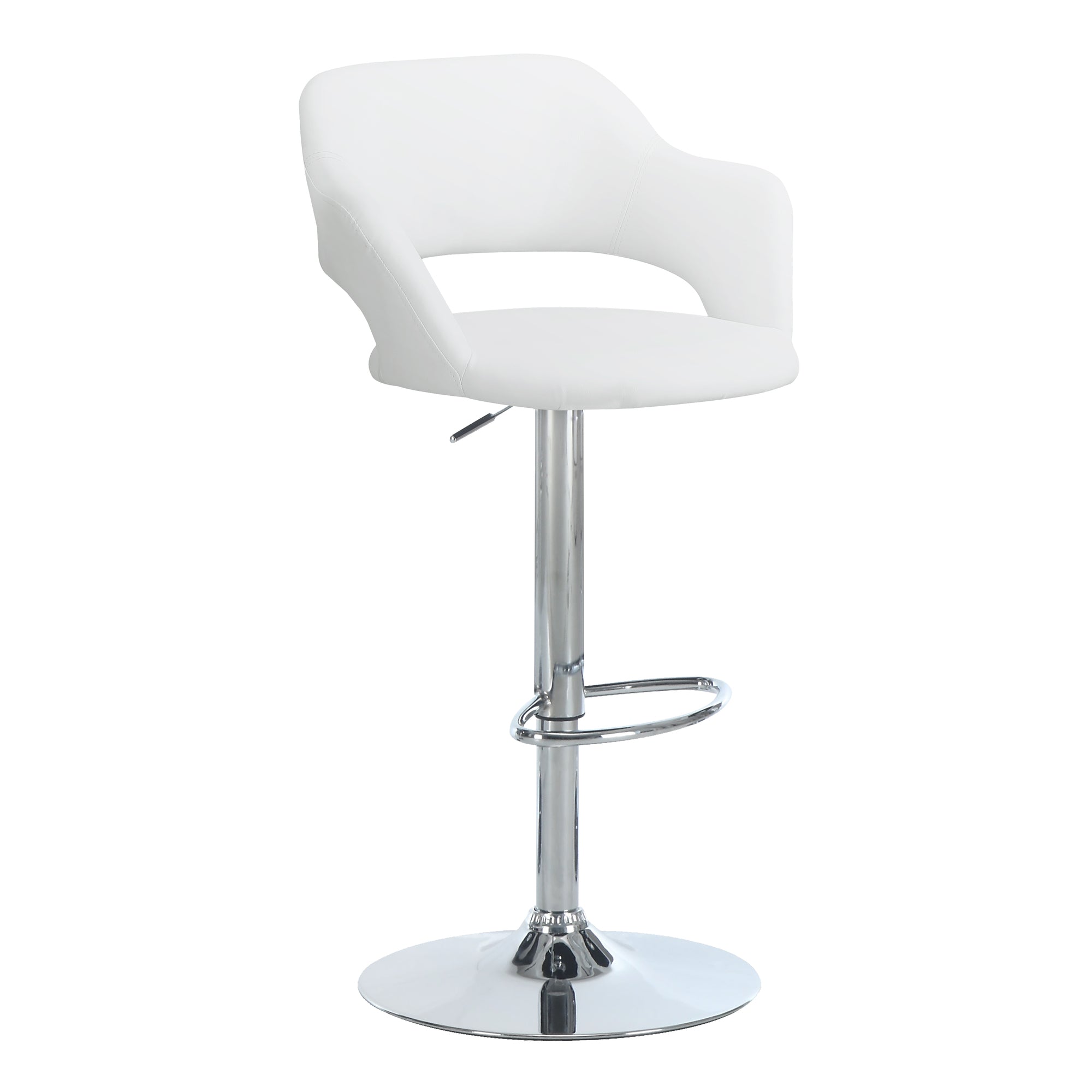 Barstool - White / Chrome Metal Hydraulic Lift