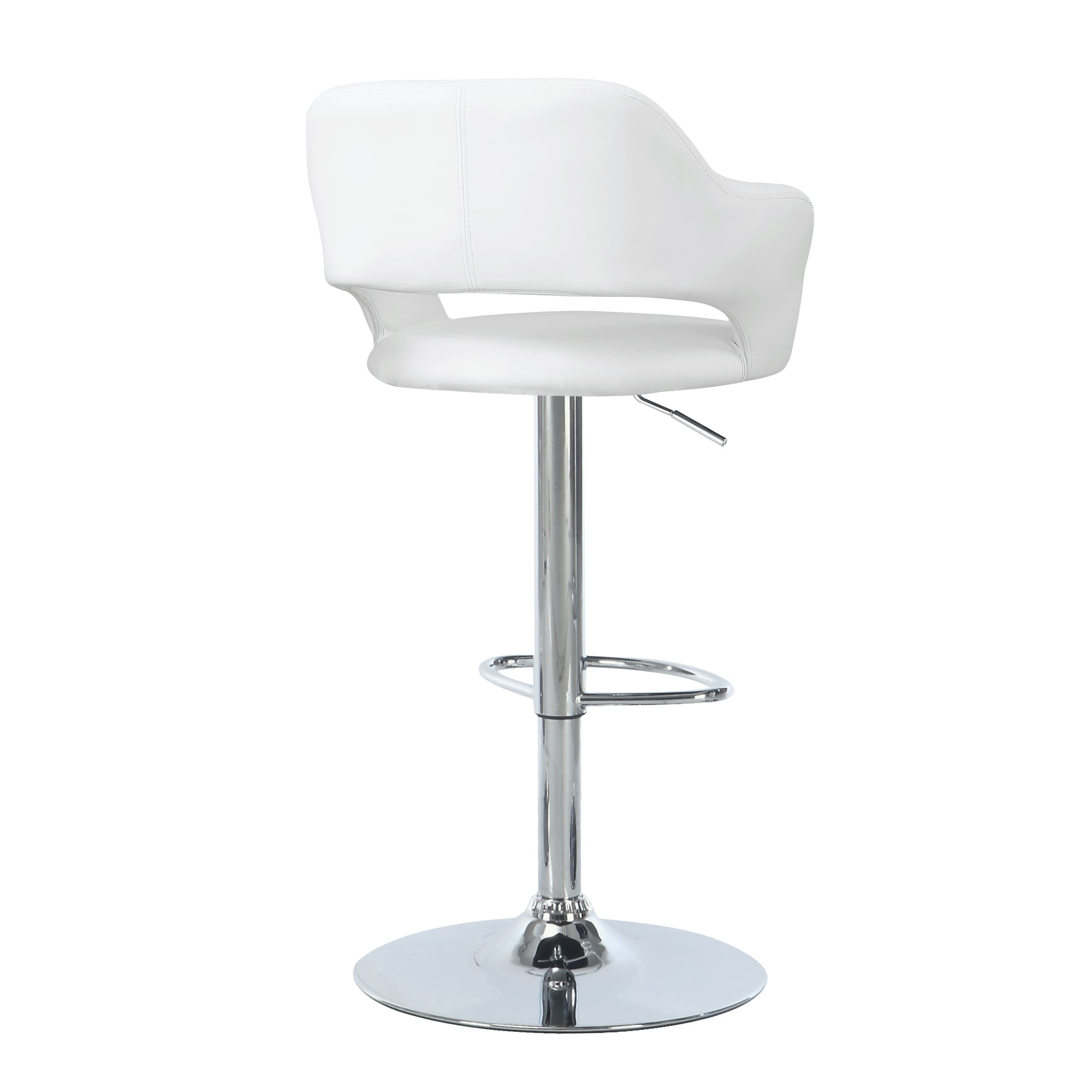 Barstool - White / Chrome Metal Hydraulic Lift