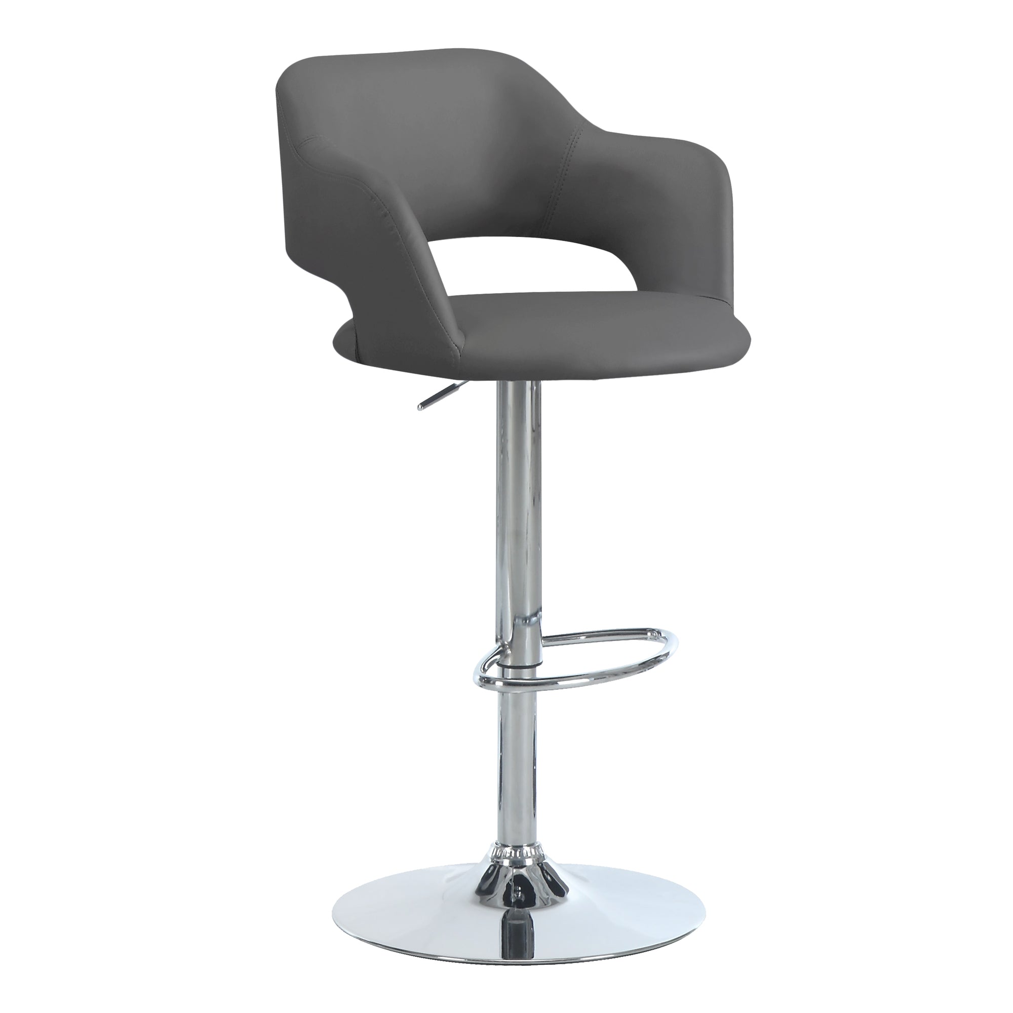 Barstool - Light Grey / Chrome Metal Hydraulic Lift